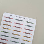 Sticker Sheet - Functional Day of the Week, Bloom