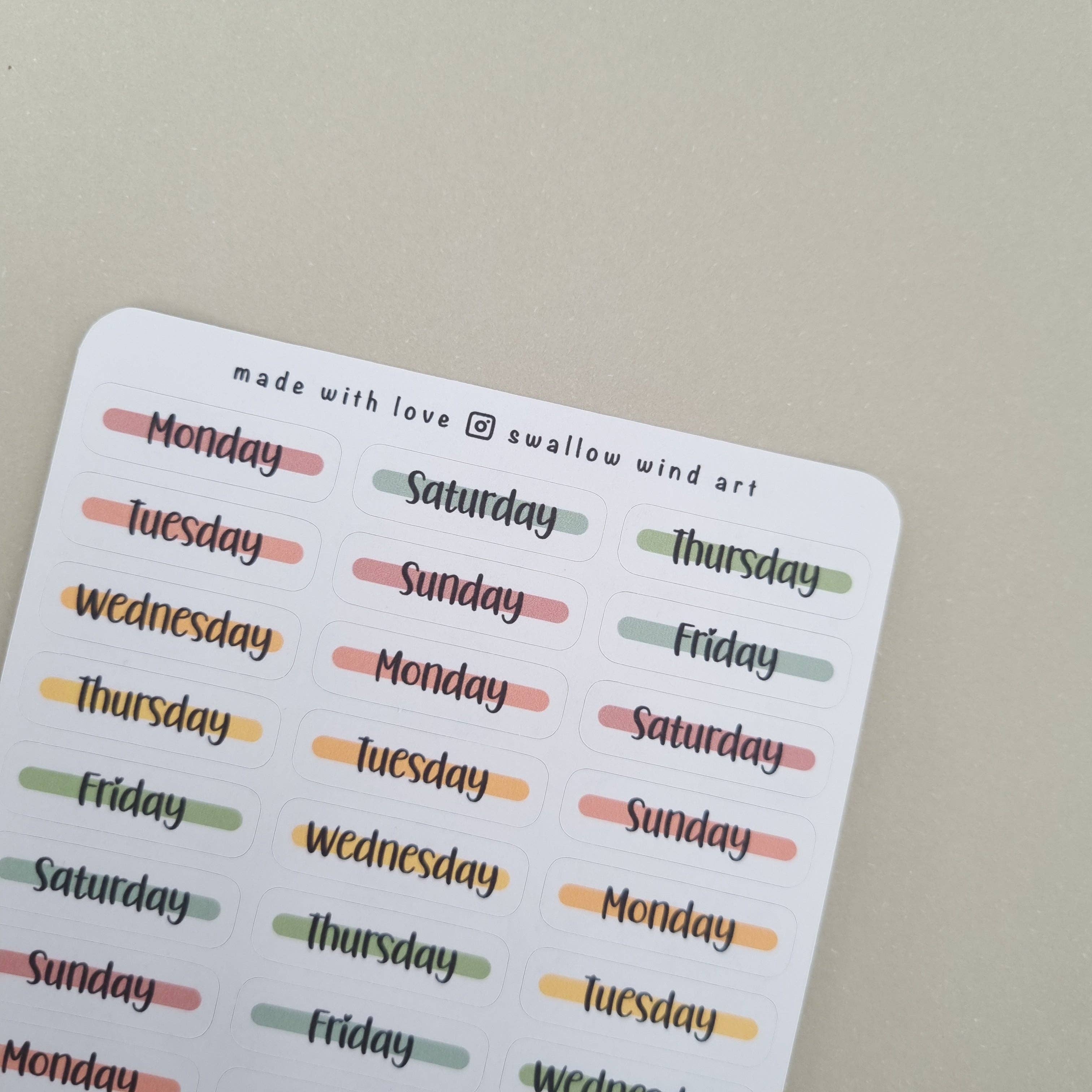Sticker Sheet - Functional Day of the Week, Bloom