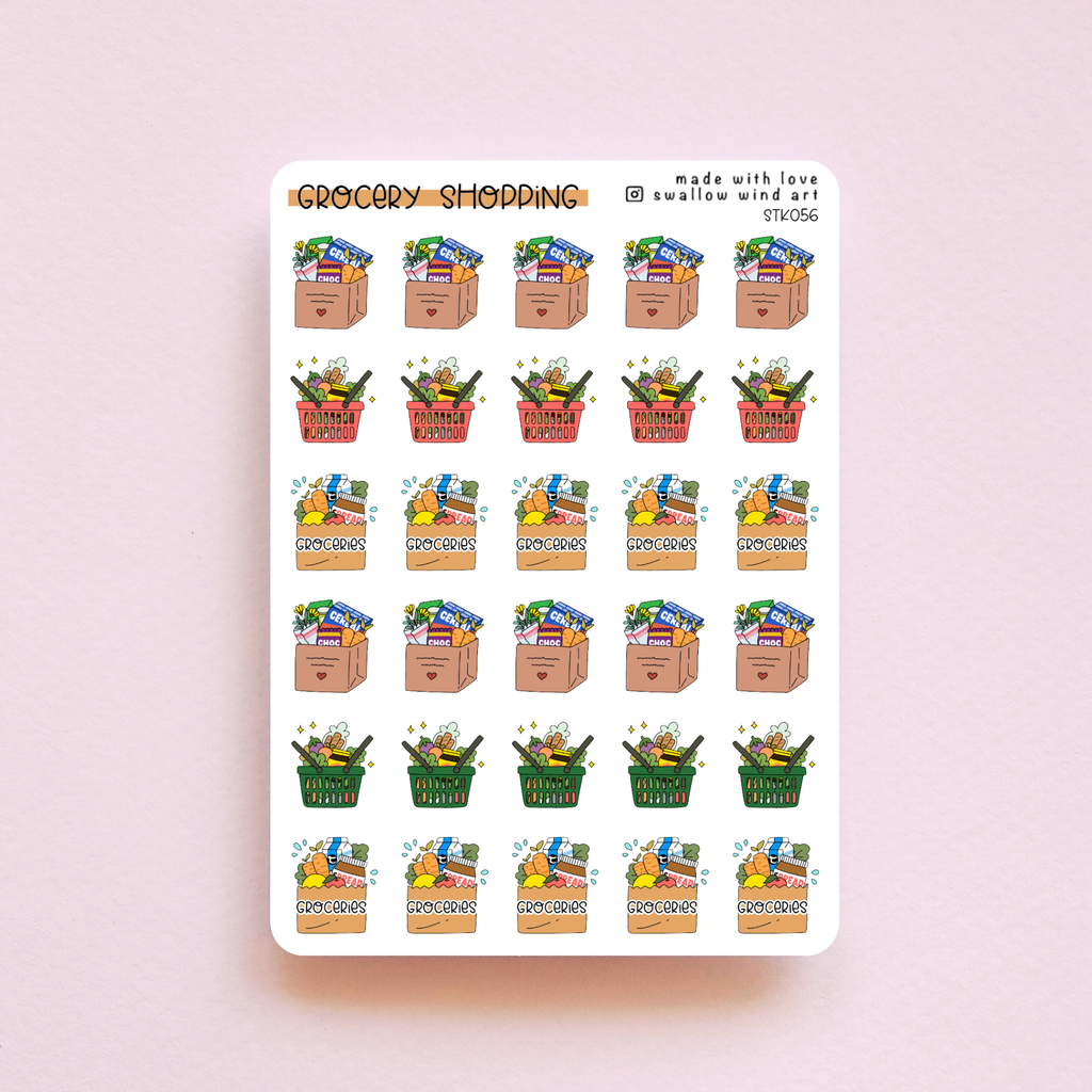 Sticker Sheet - Grocery Shopping Baskets