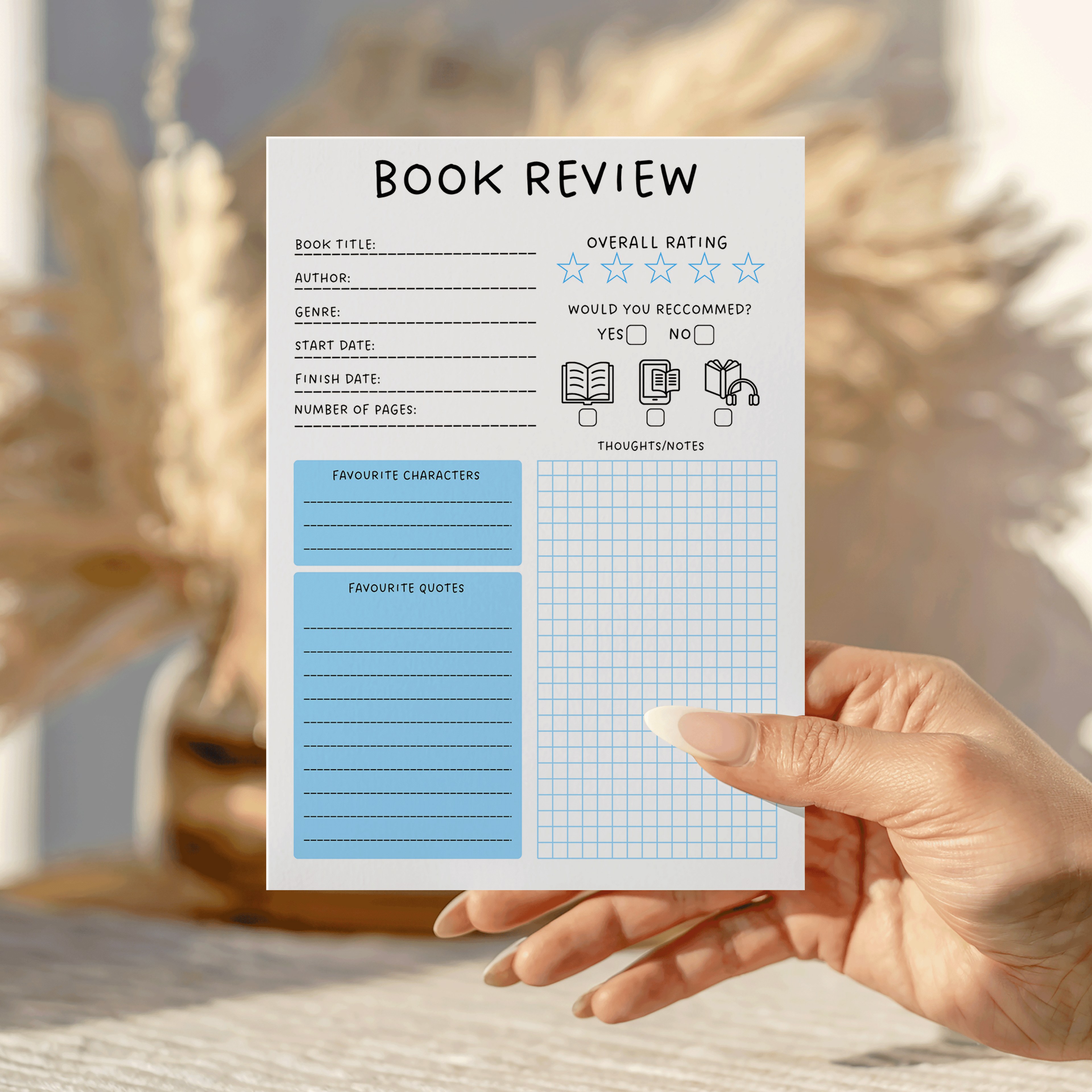 Grid Book Review Notepad