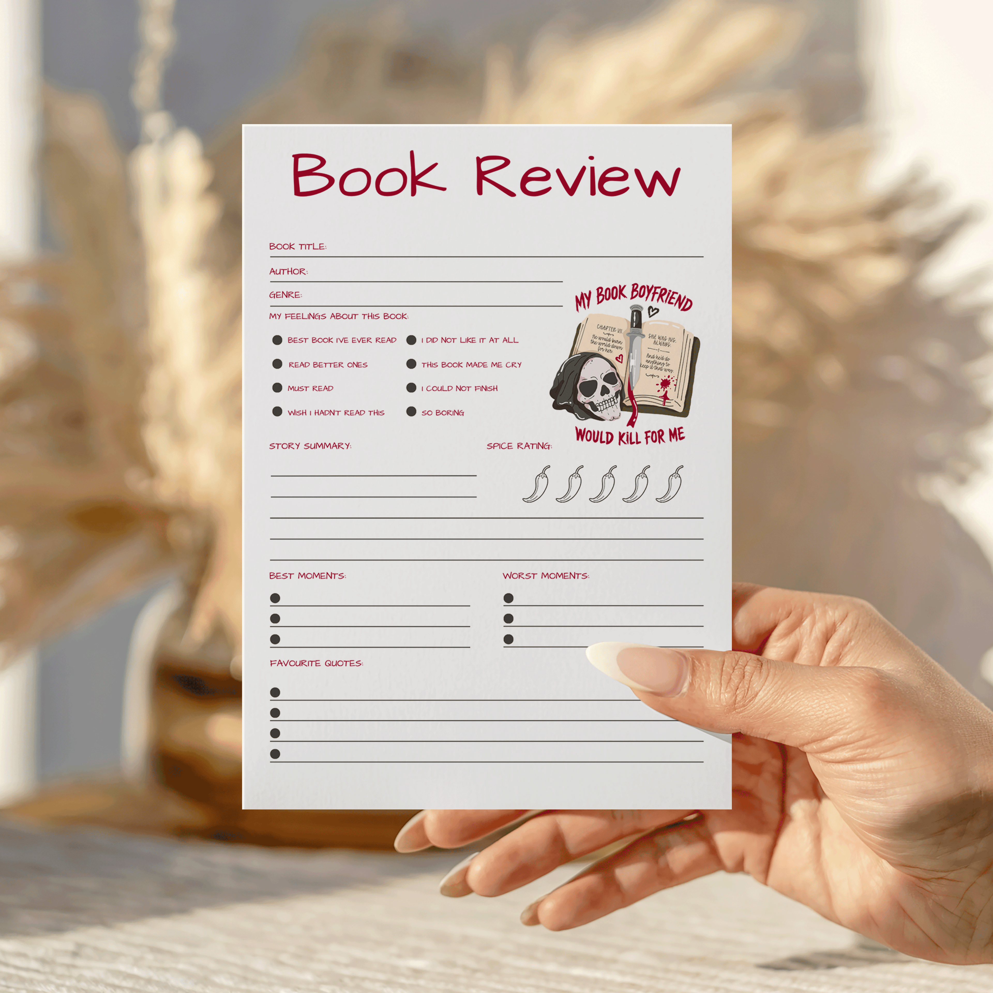 Book Boyfriend Book Review Notepad
