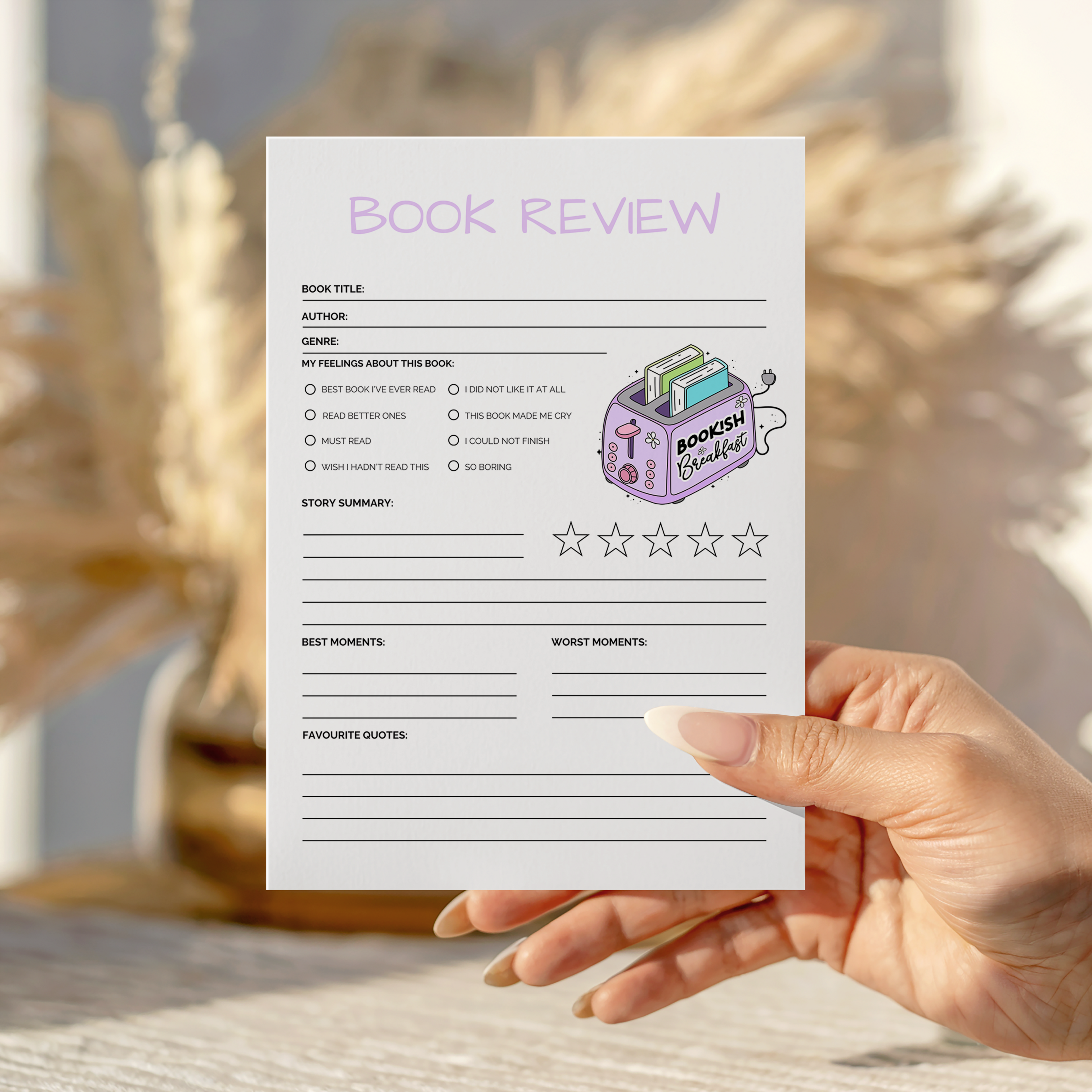 Bookish Breakfast Book Review Notepad