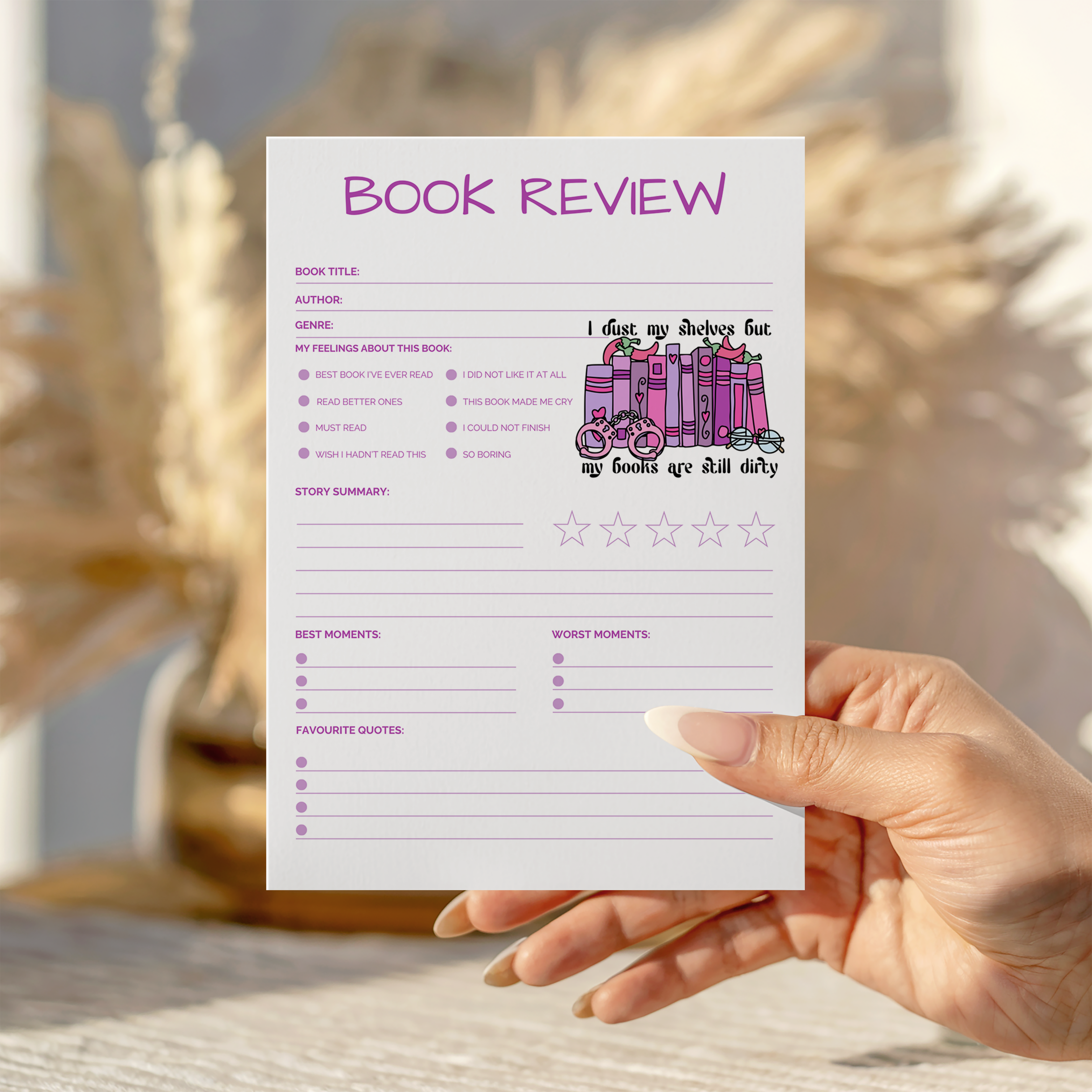 Books are still dirty Book Review Notepad