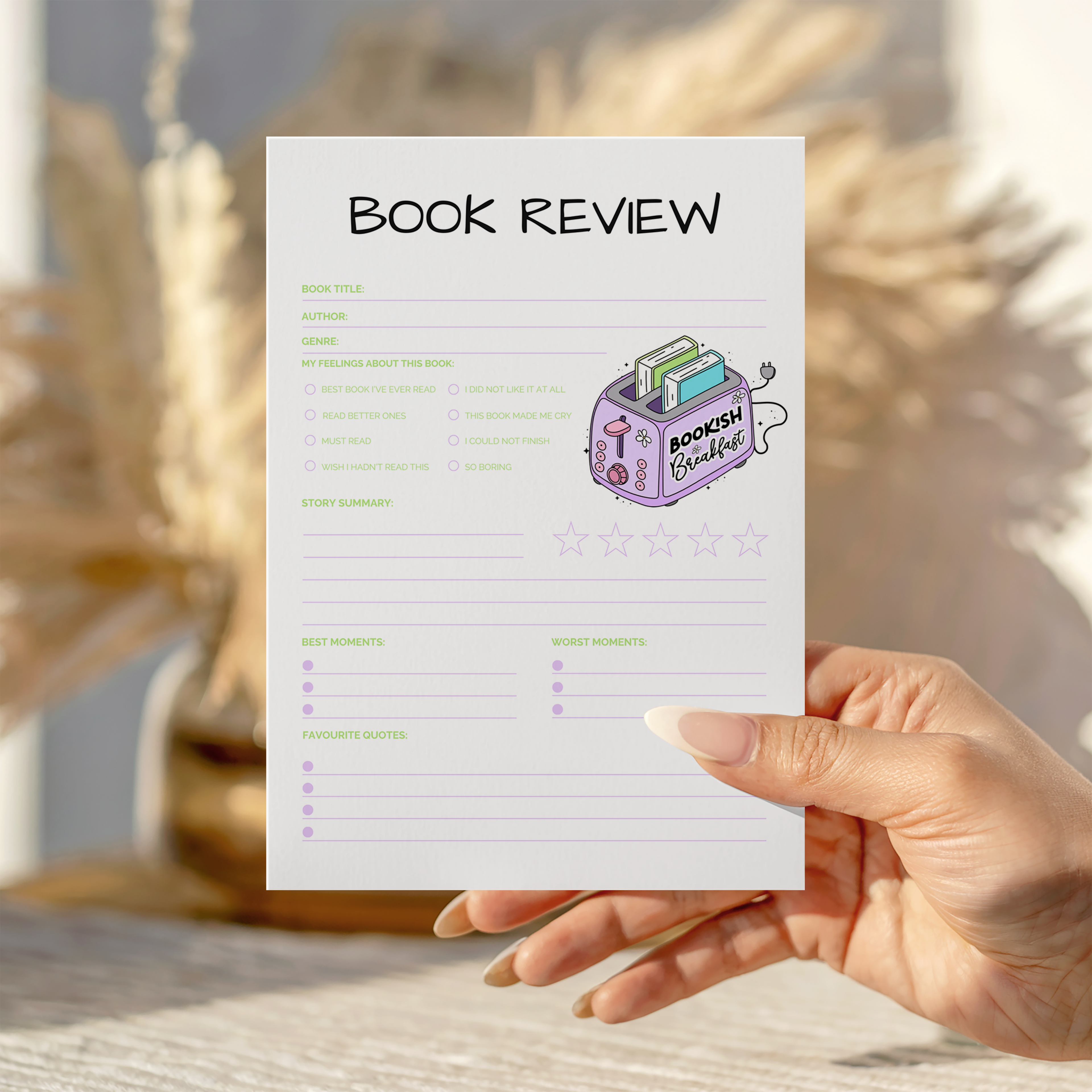 Bookish Breakfast Book Review Notepad