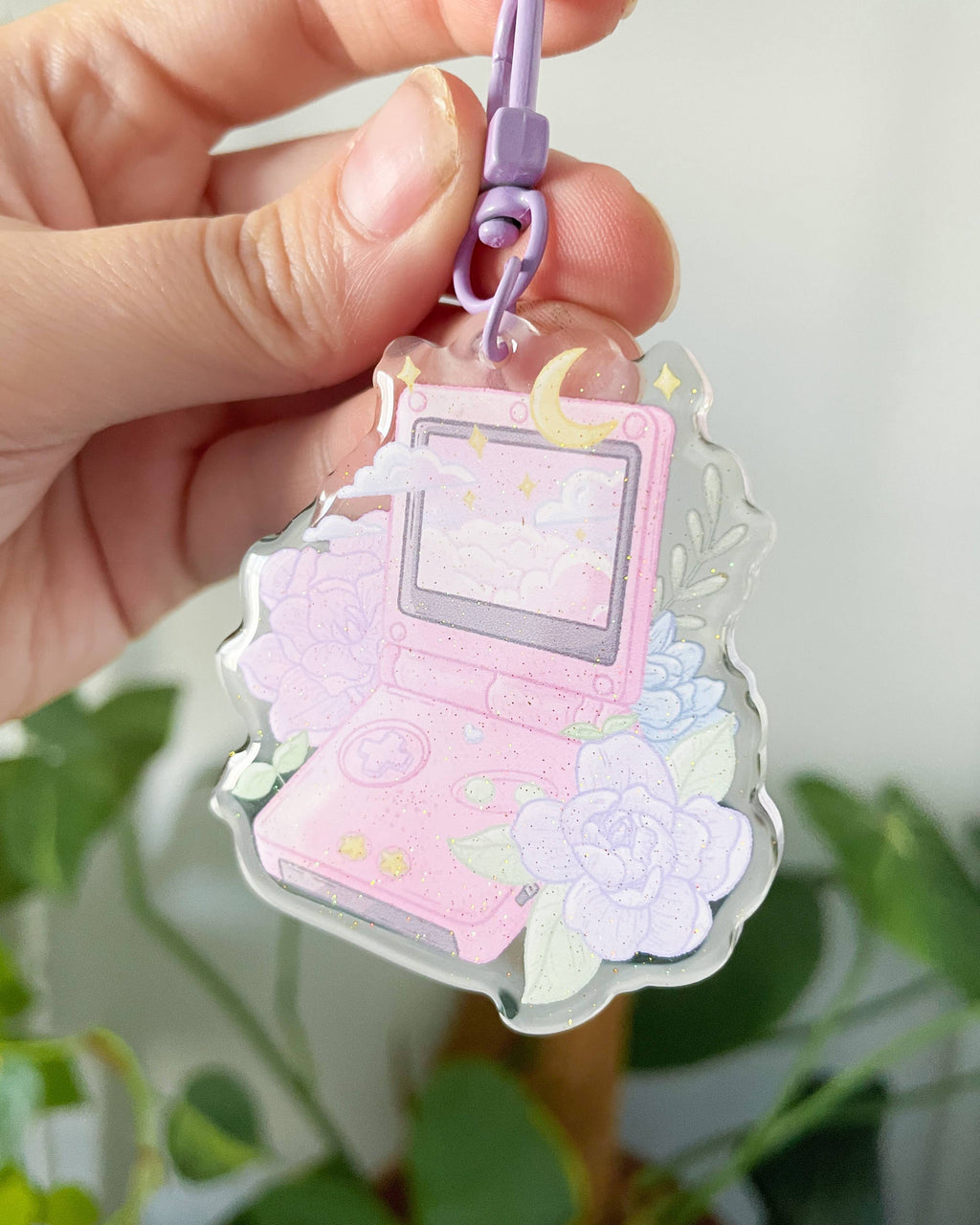 Game Boy Advance SP Acrylic Charm | Console Floral Keychain