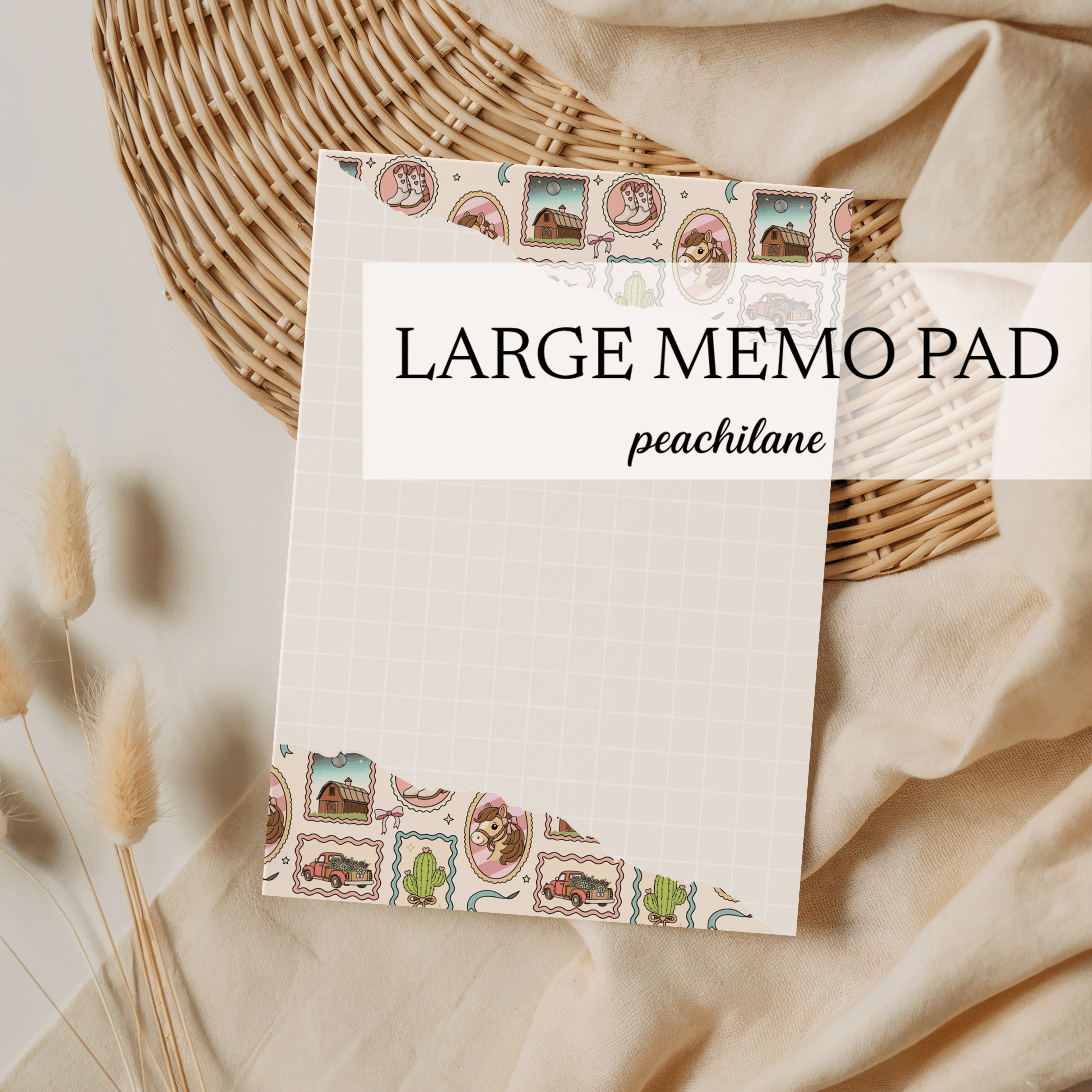 Cream Cowboy Romance Large Memo Pad