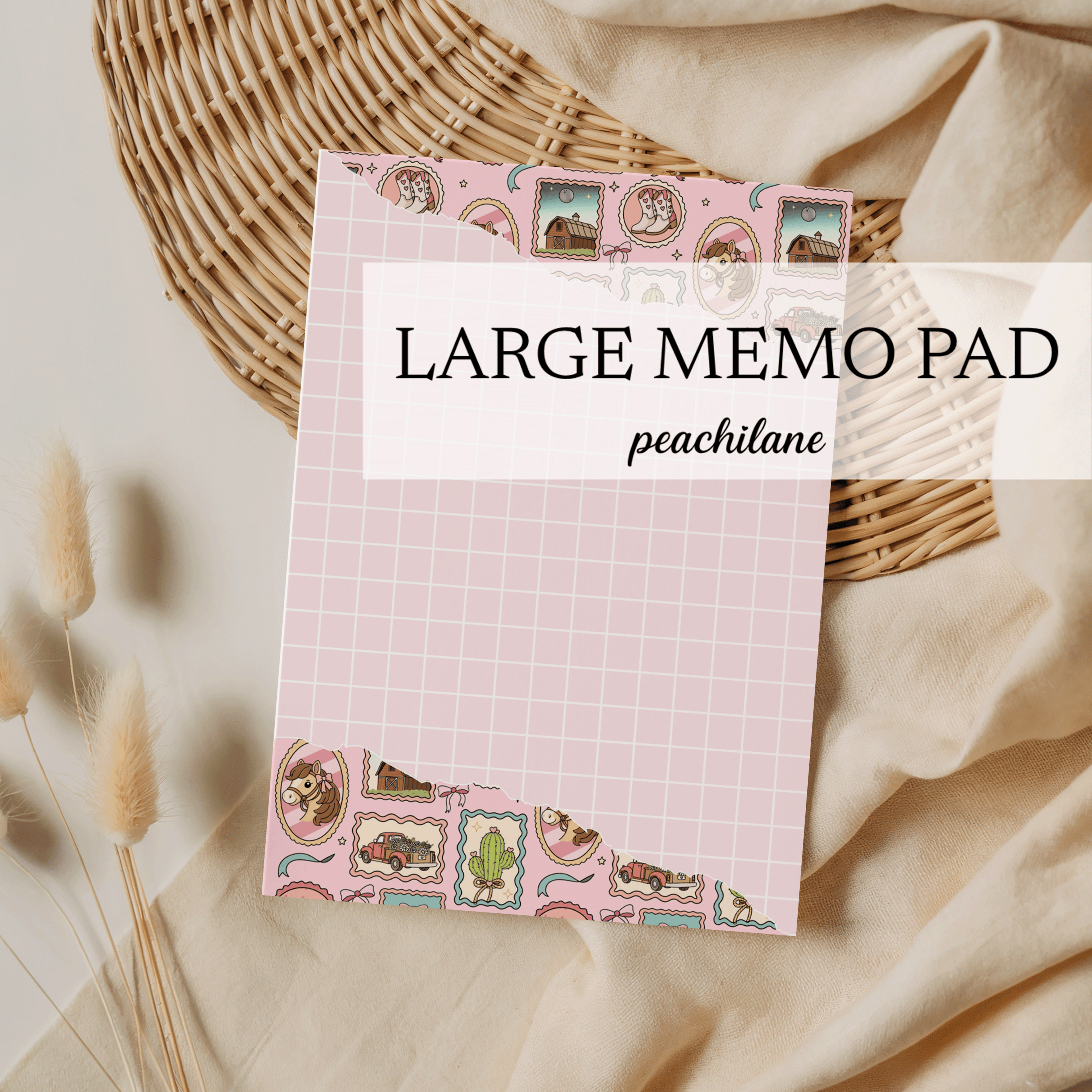 Pink Cowboy Romance Large Memo Pad