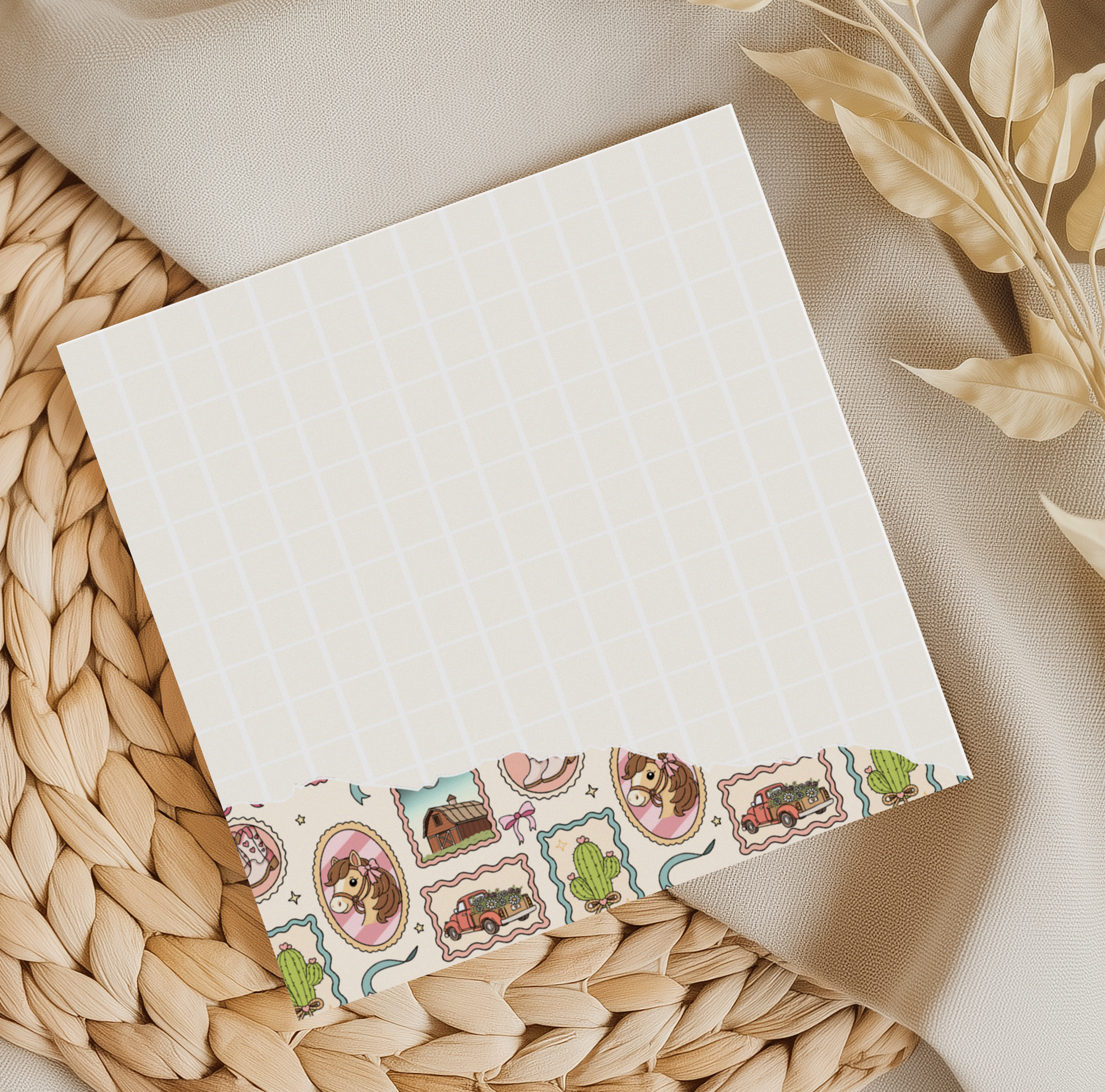 Cream Cowboy Romance Memo Pad