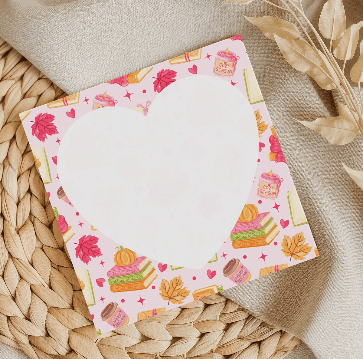 Cozy Season Pink Heart Memo Pad