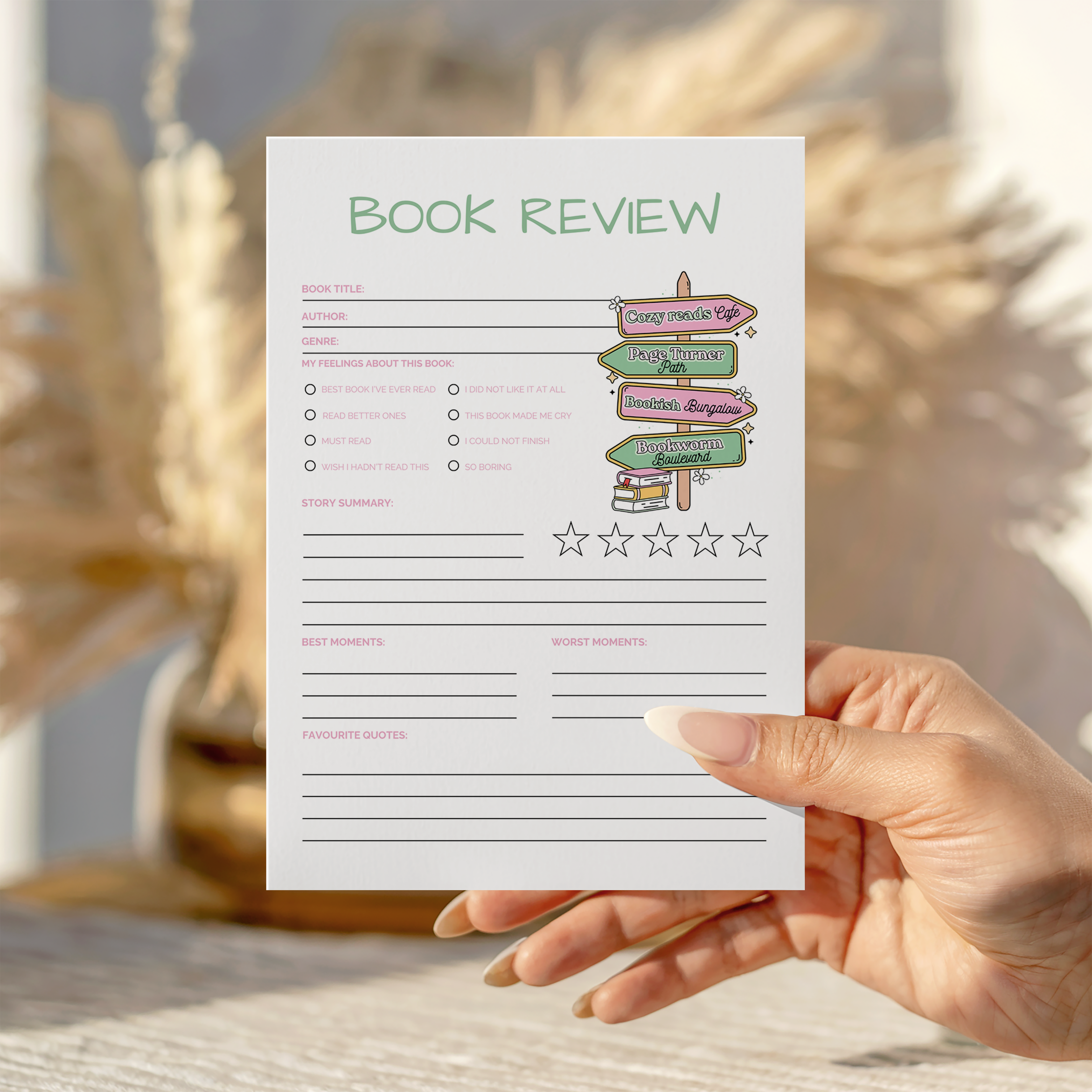 Cozy Reads Book Review Notepad
