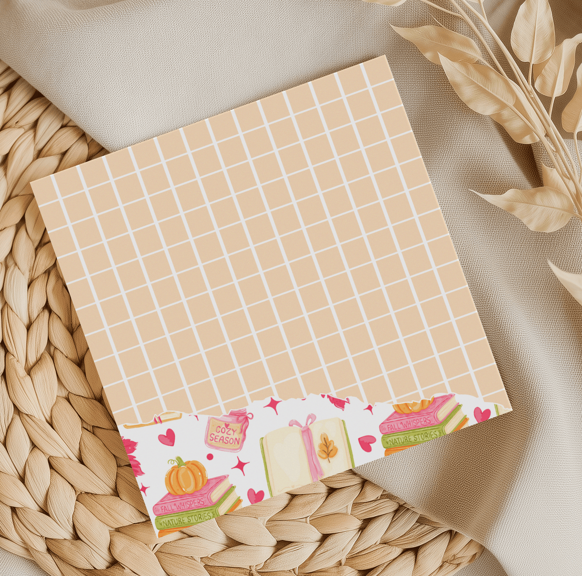 Cozy Season White Grid Memo Pad