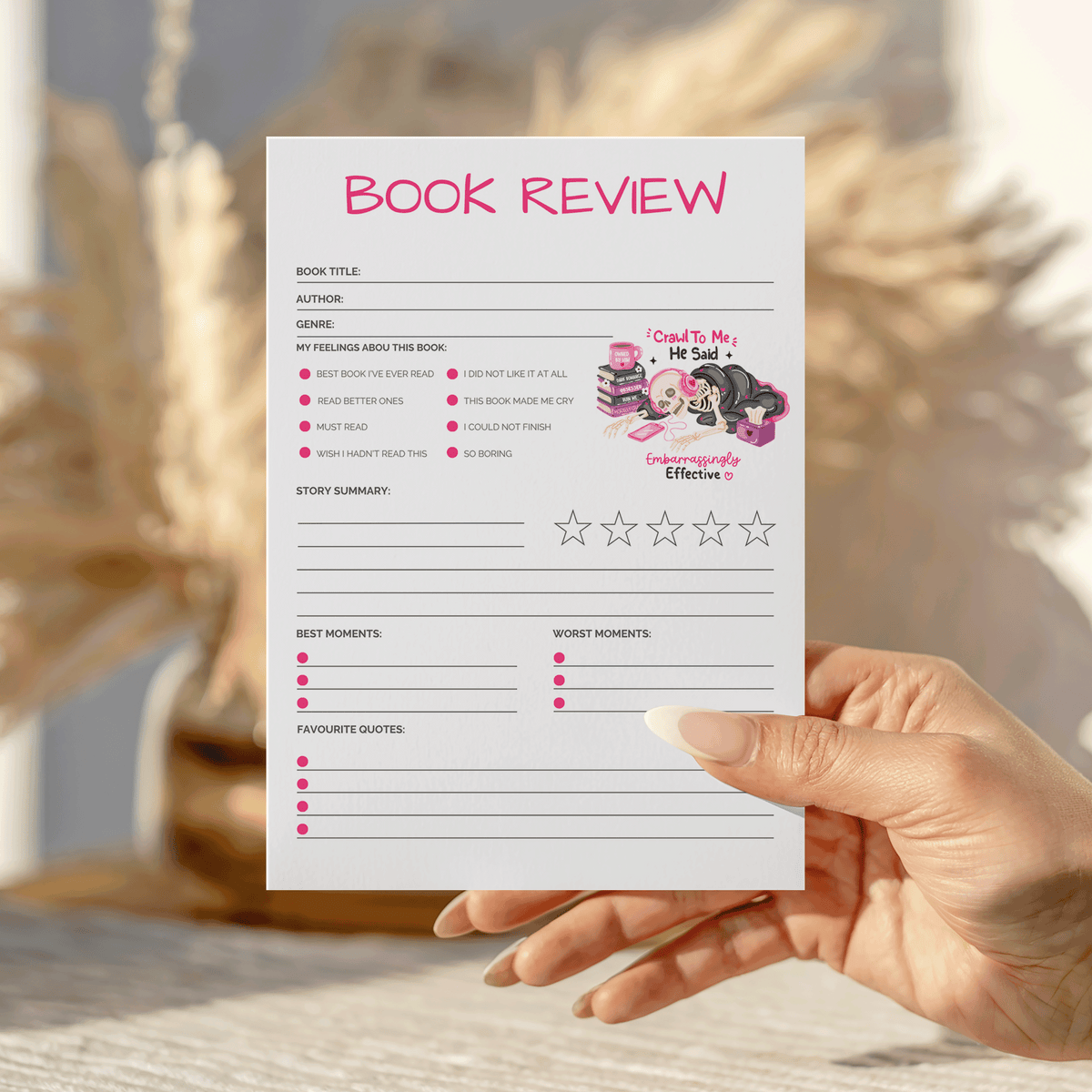 Crawl to me Book Review Notepad