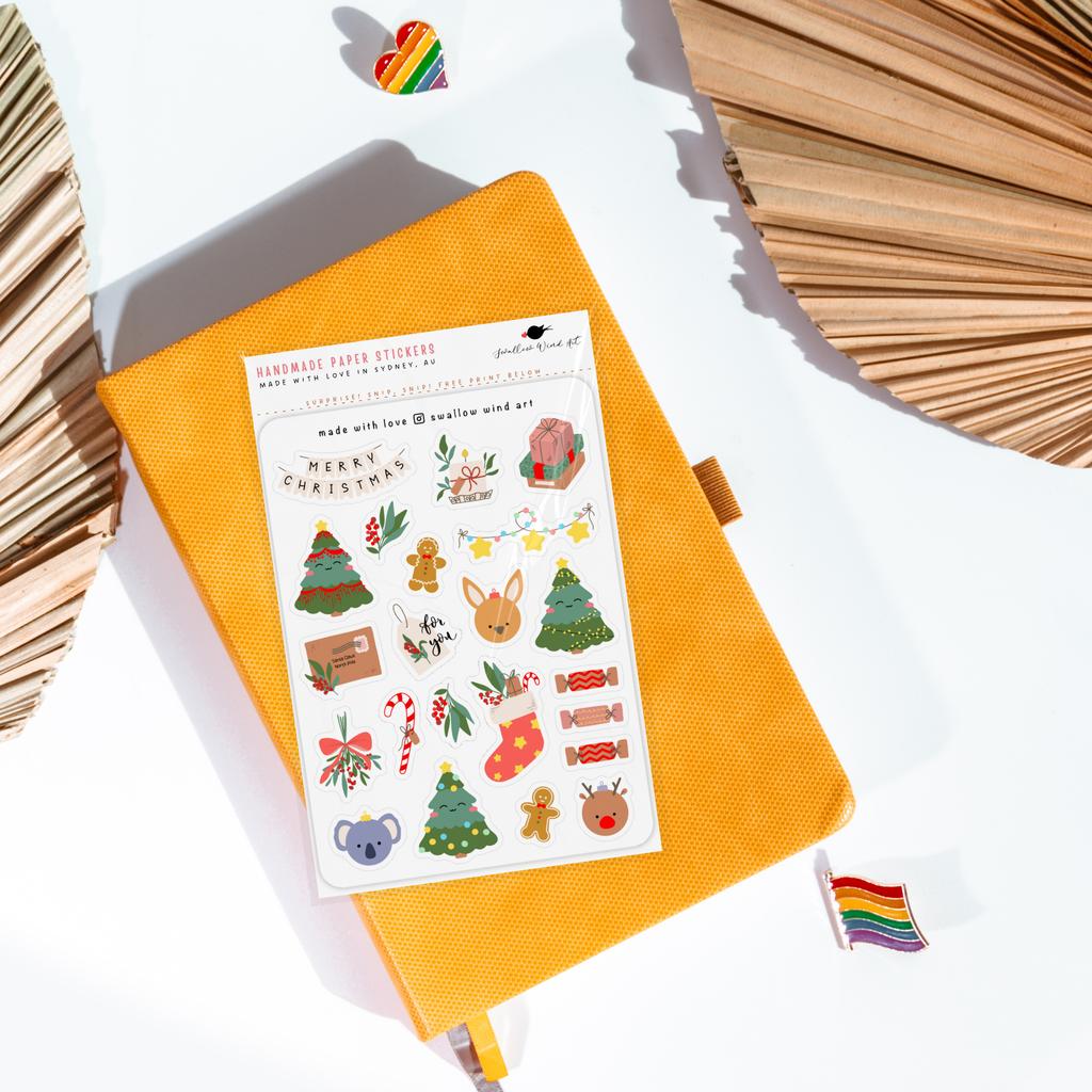 Sticker Sheet - Cute Australian Christmas