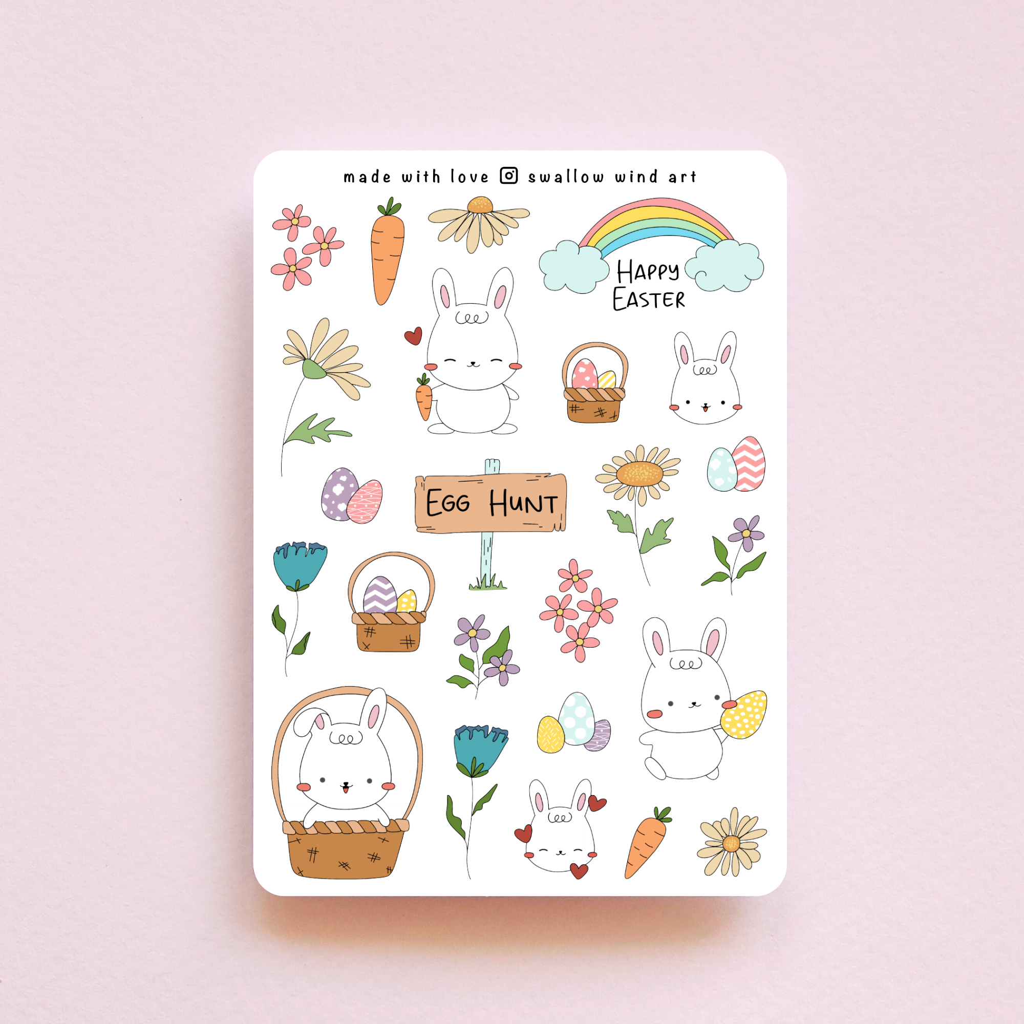 Sticker Sheet - Bunny Easter Egg Hunt Journal Stickers