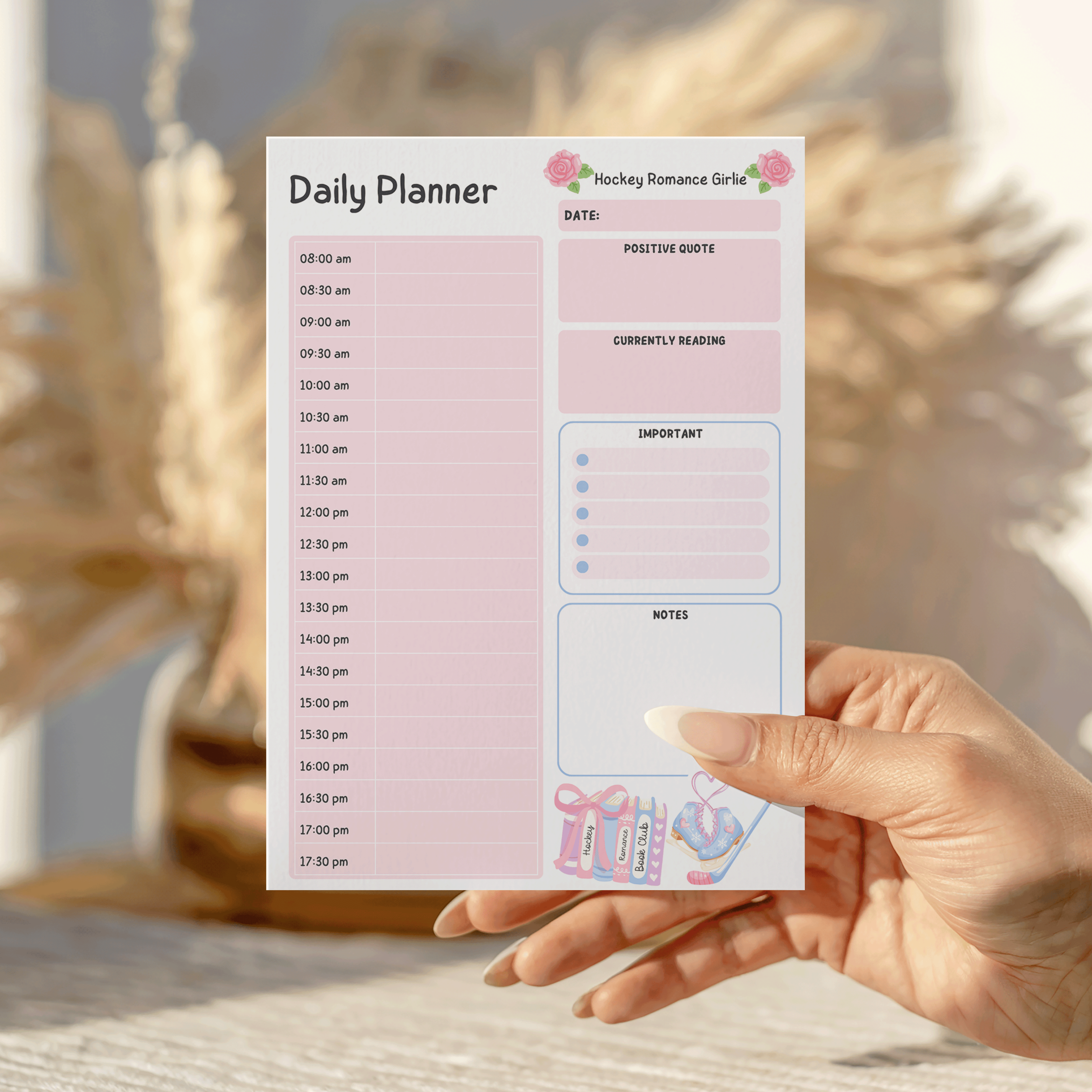 Hockey Romance Girlie Daily Notepad