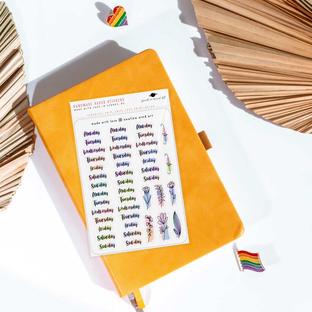 Sticker Sheet - Functional Day of the Week Script Stickers