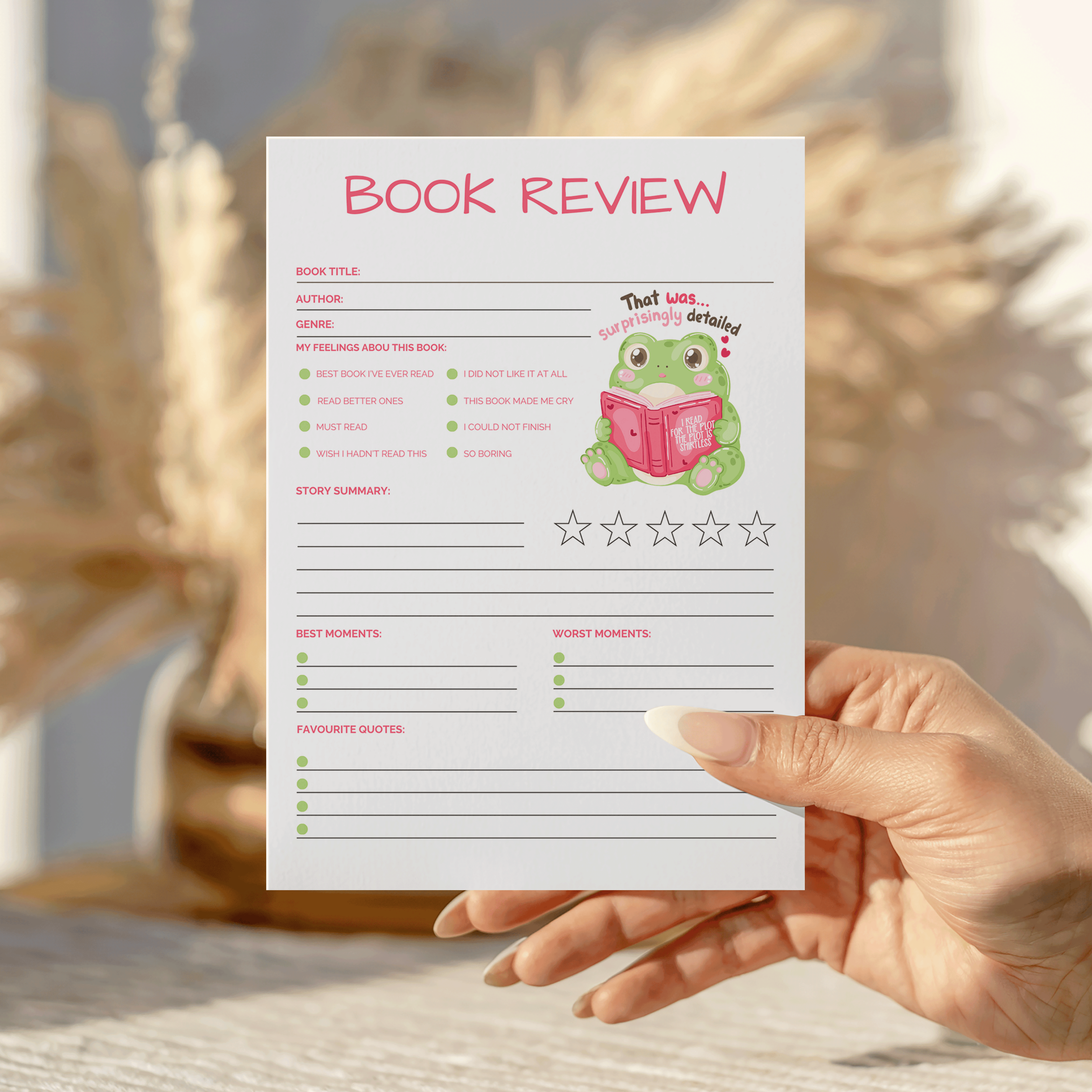 Surprisingly Detailed Book Review Notepad