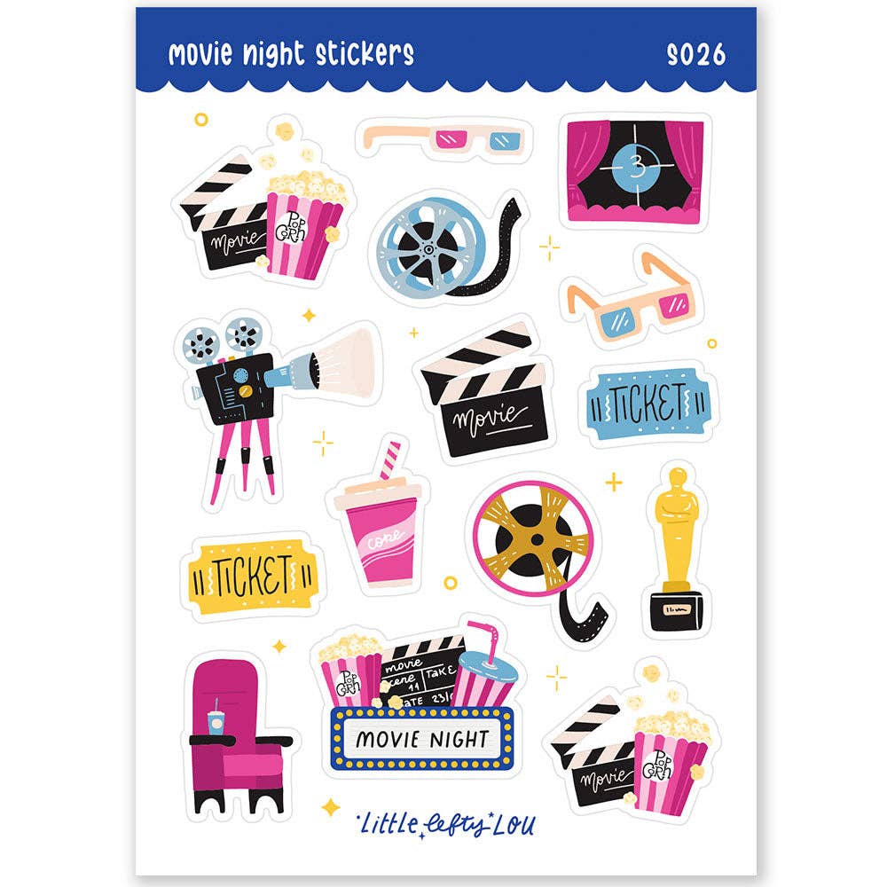 Movie Night Matte Waterproof Stickers