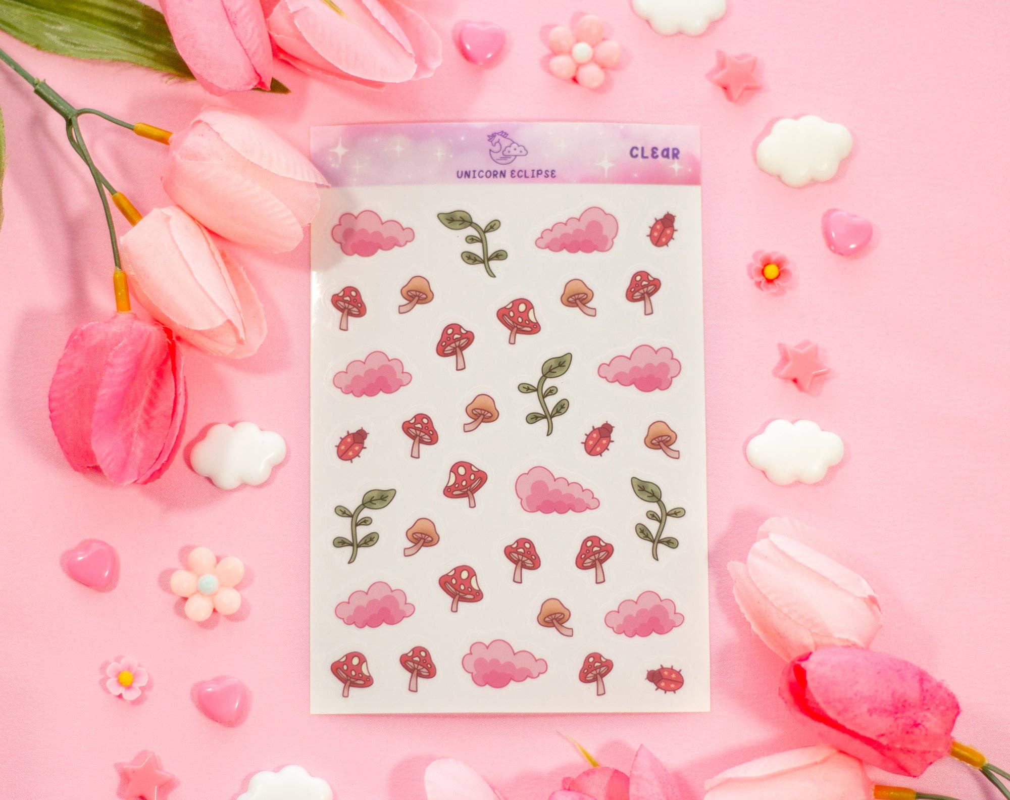 Mushroom Cottagecore Clear Deco Sticker Sheet