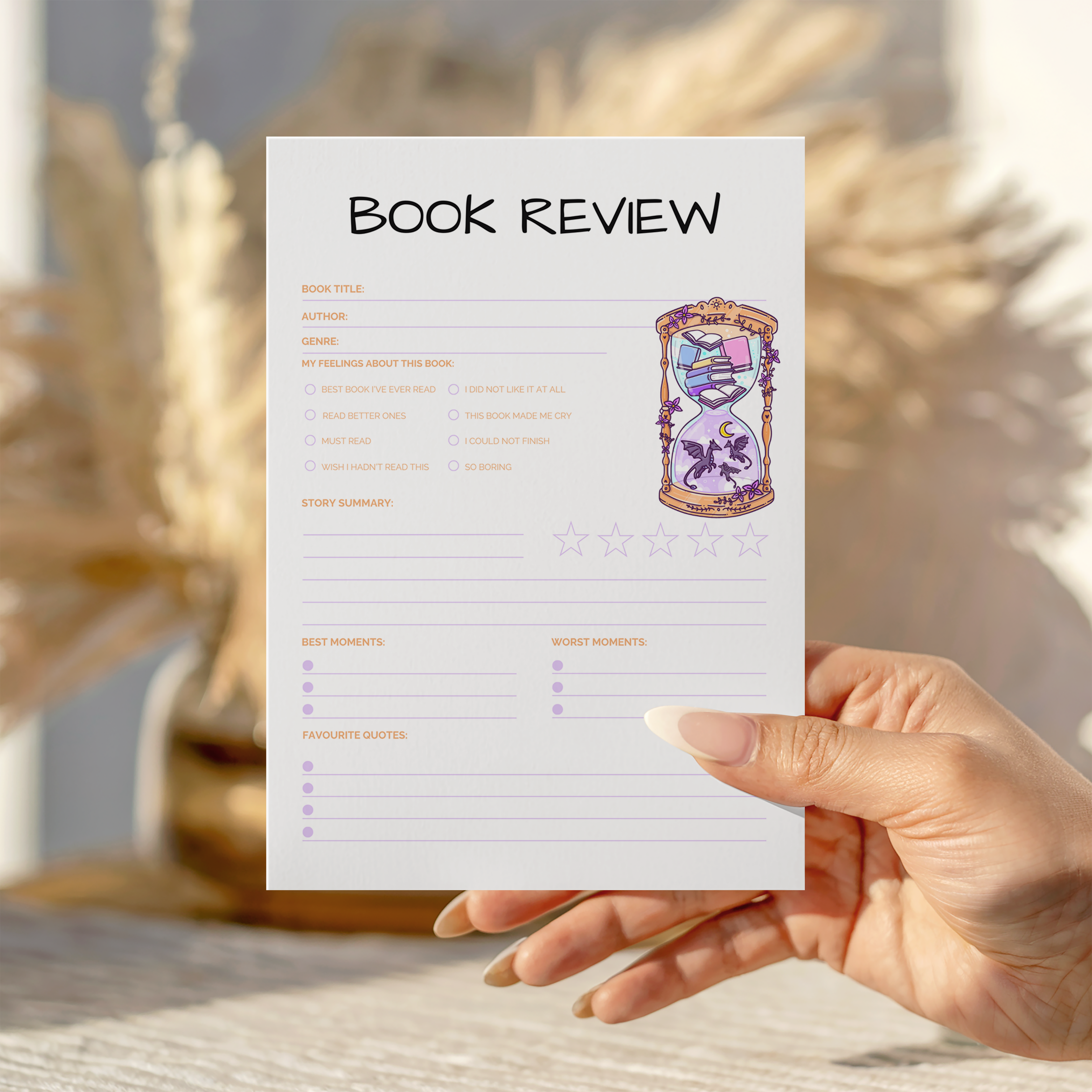 Fantasy Glass Book Review Notepad