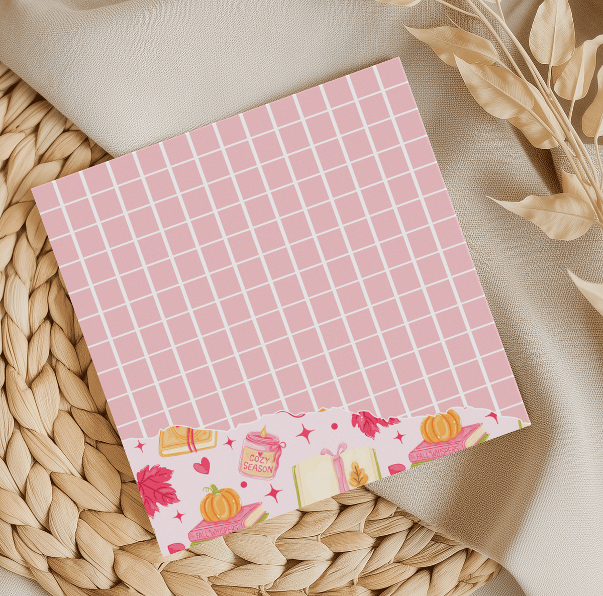 Cozy Season Pink Grid Memo Pad