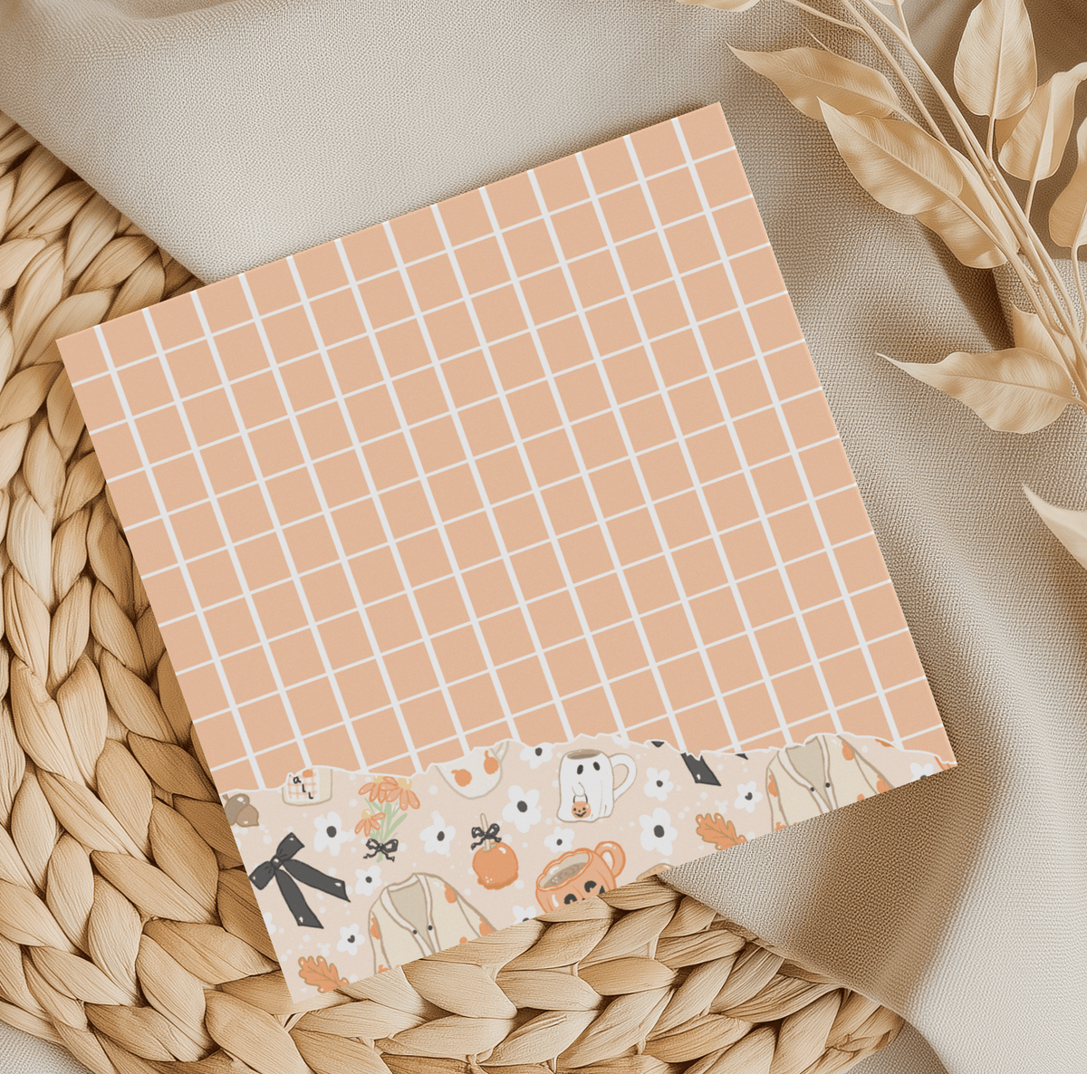 Cozy Halloween Grid Memo Pad