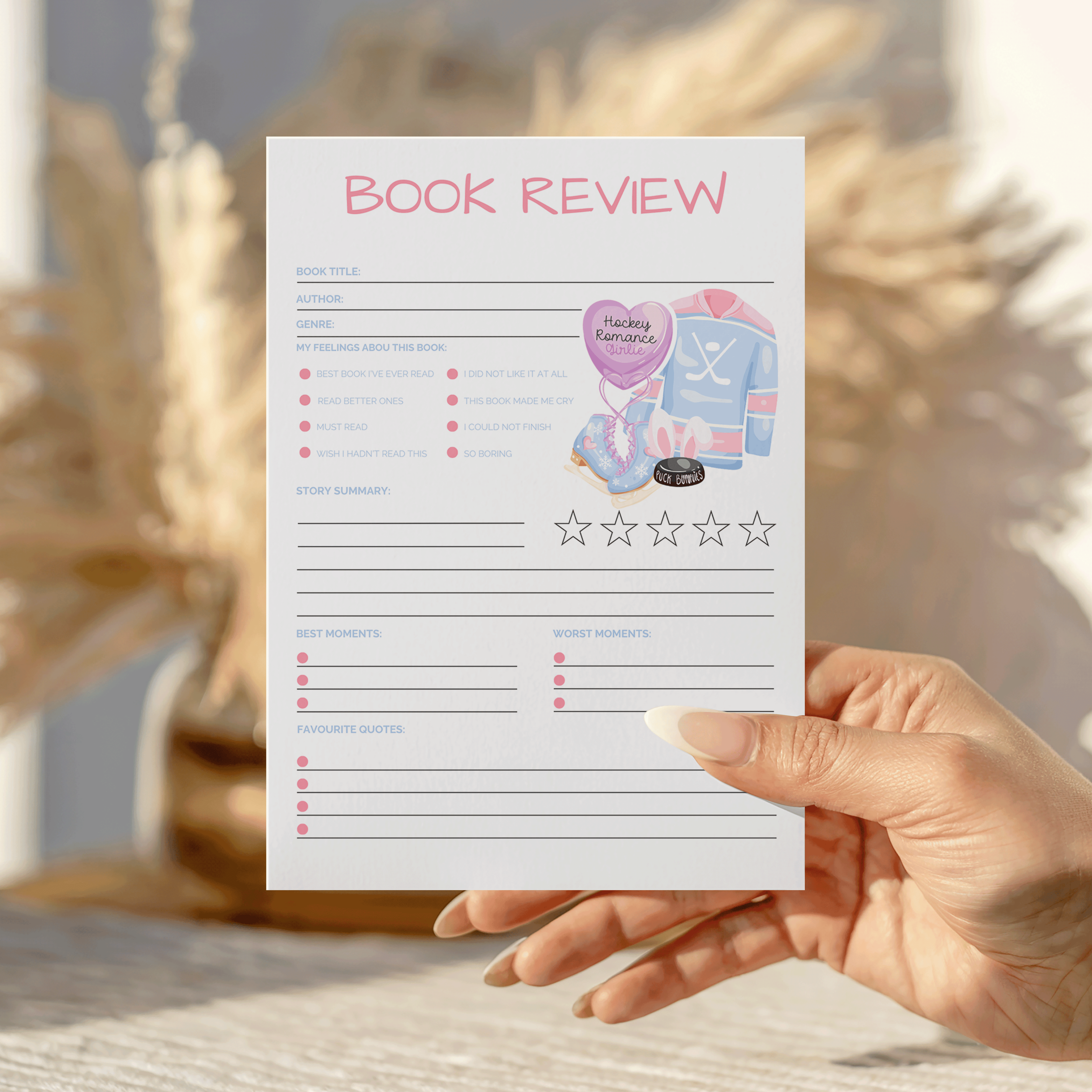 Hockey Romance Book Review Notepad