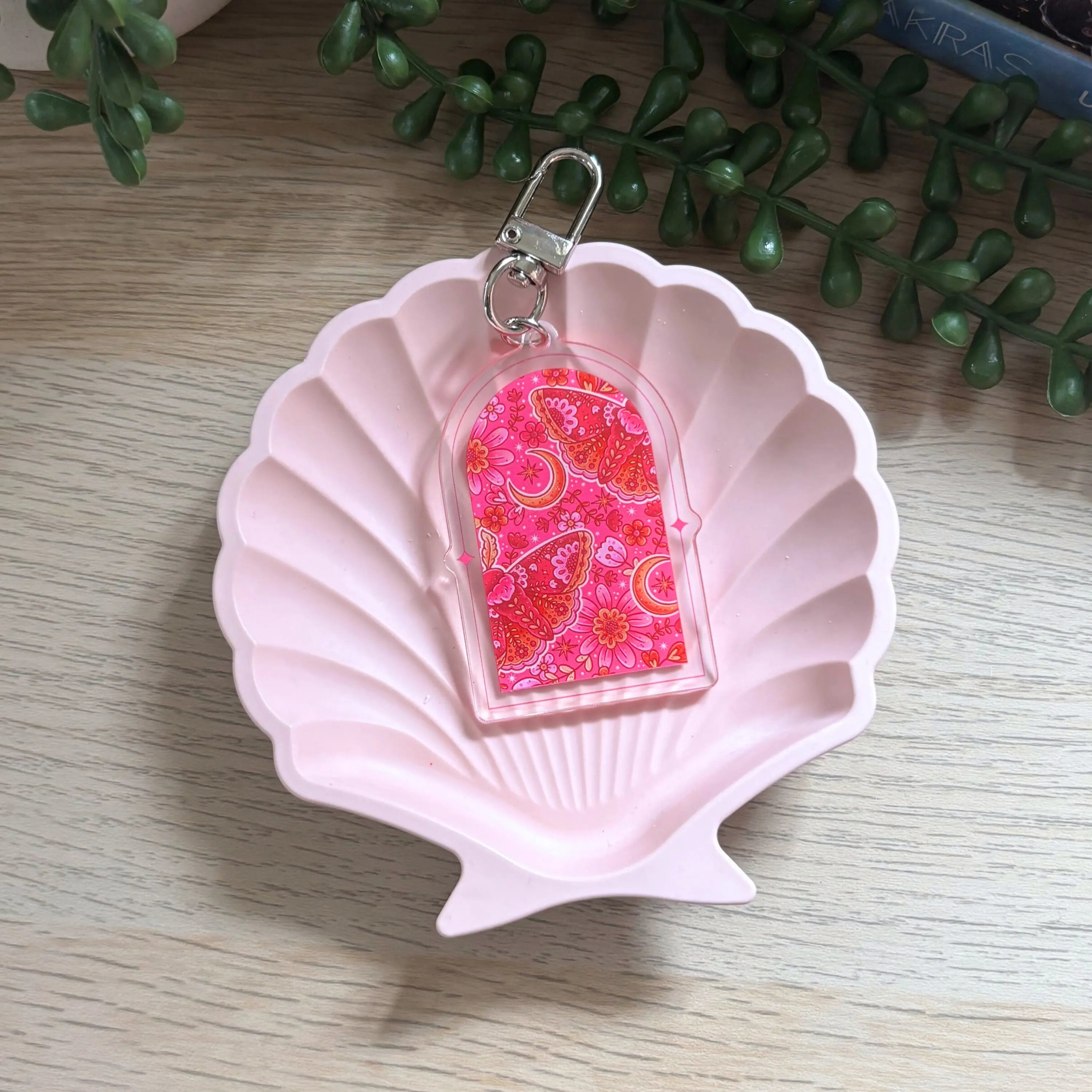 Pink Moth Arch Keyring