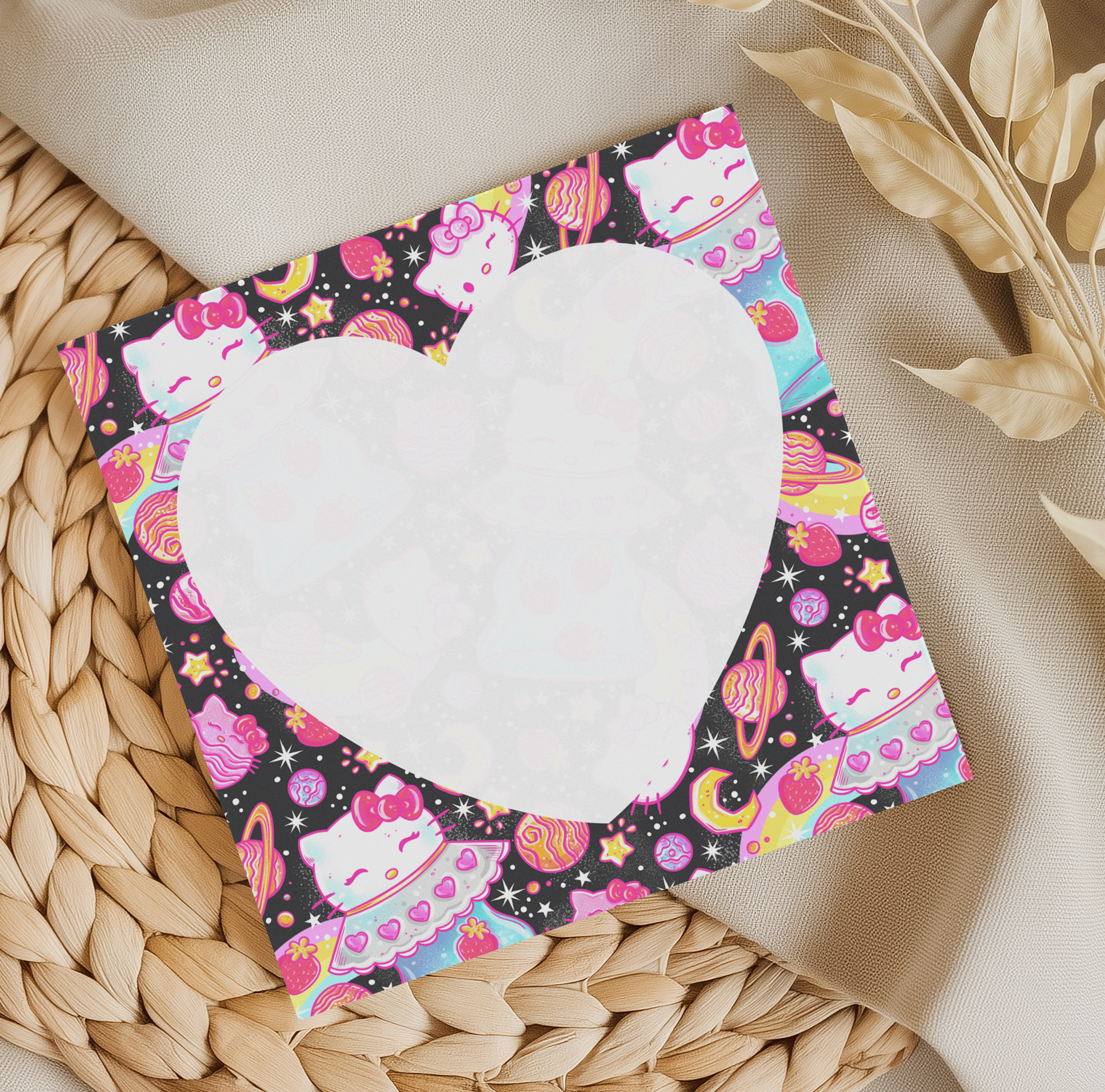 Space kitty Heart memo pad
