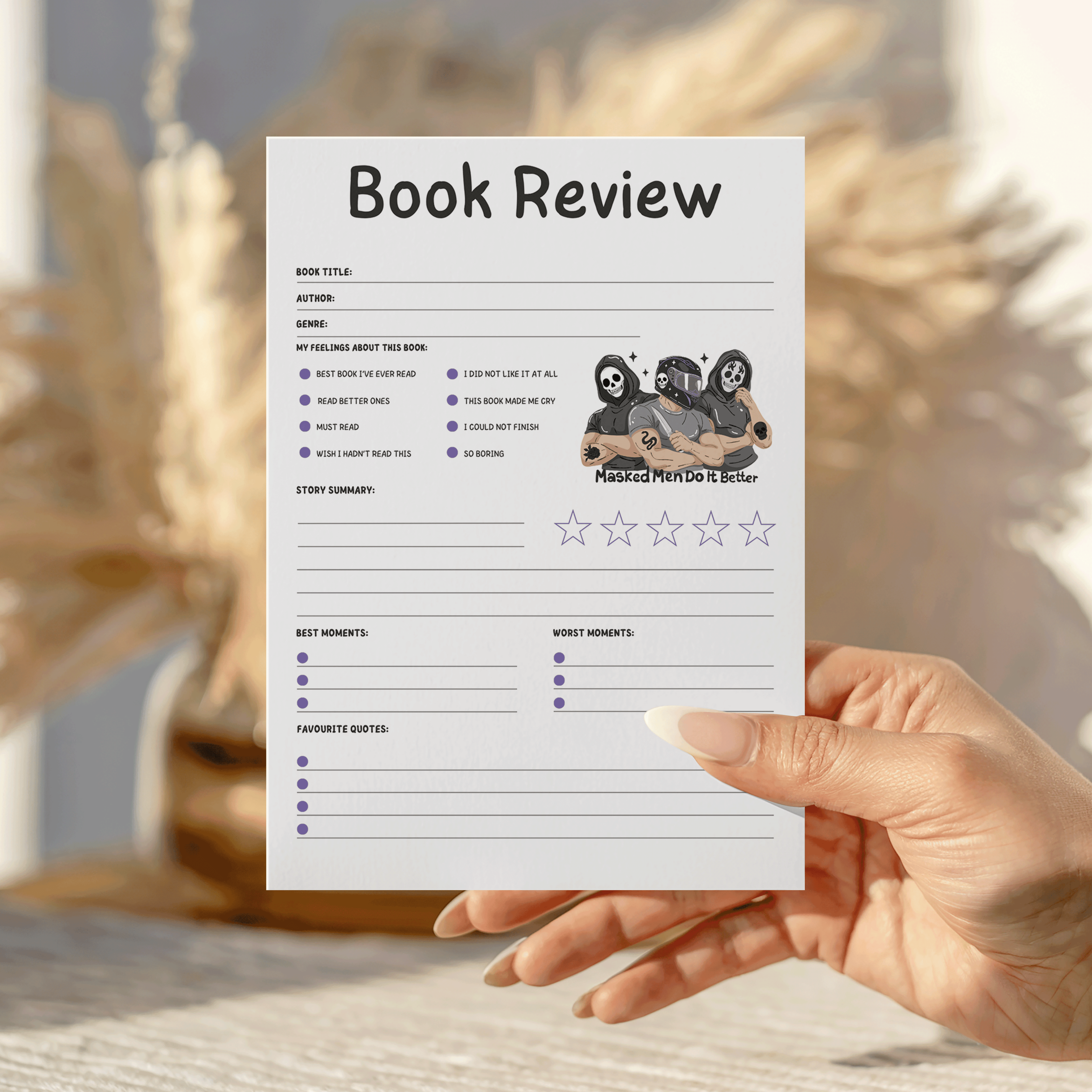 Masked Men Book Review Notepad