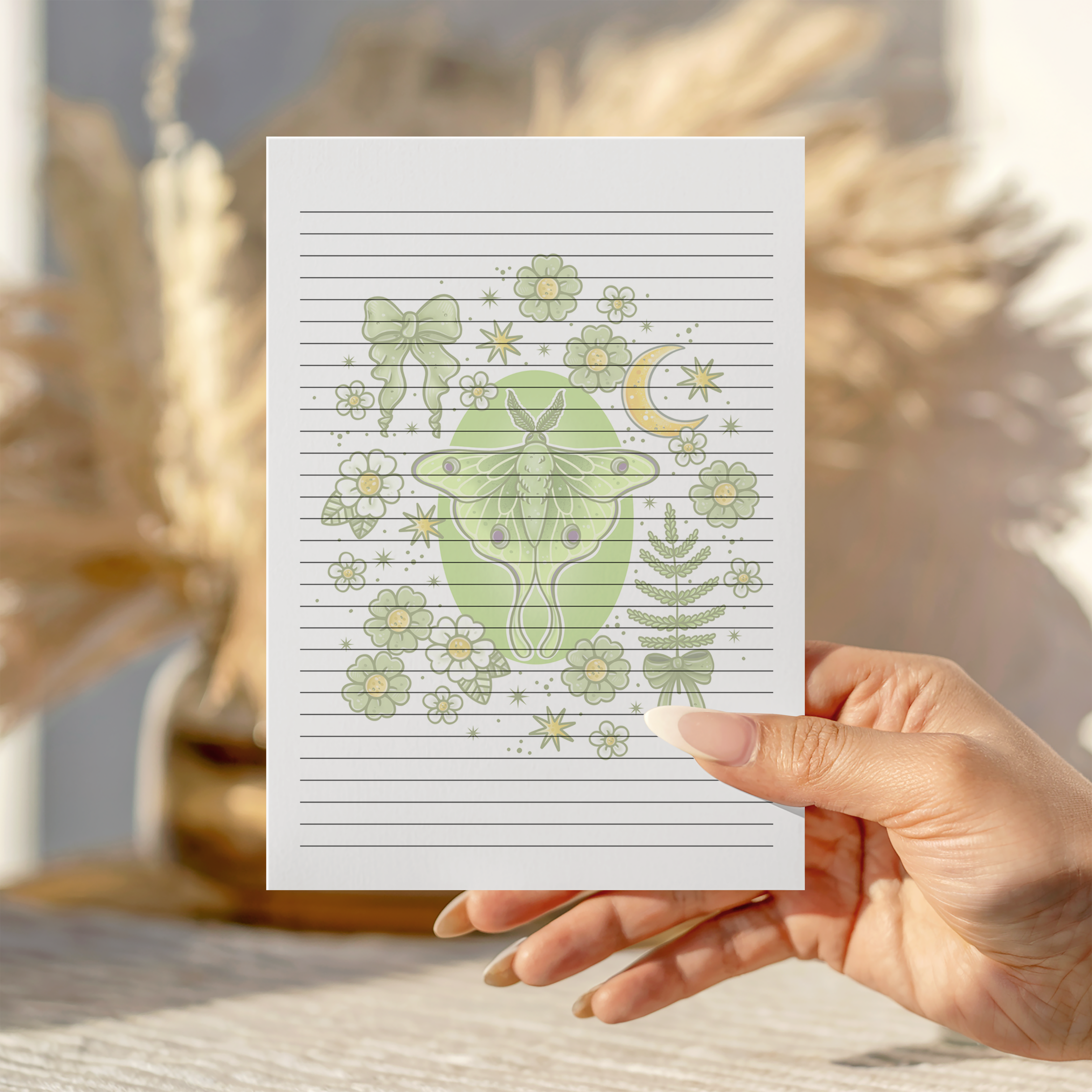 Sage Moth Notepad A5