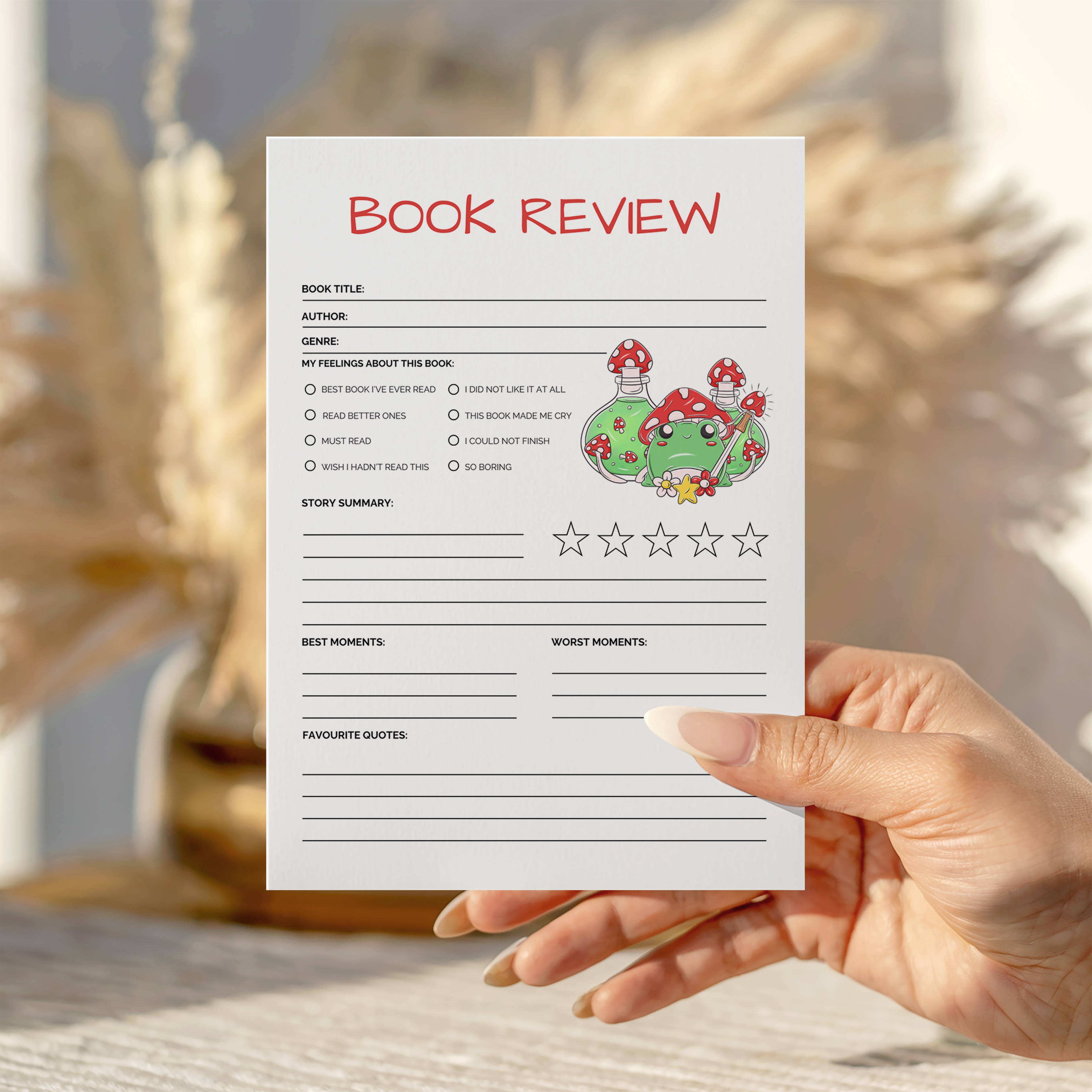 Mushy Frog Book Review Notepad