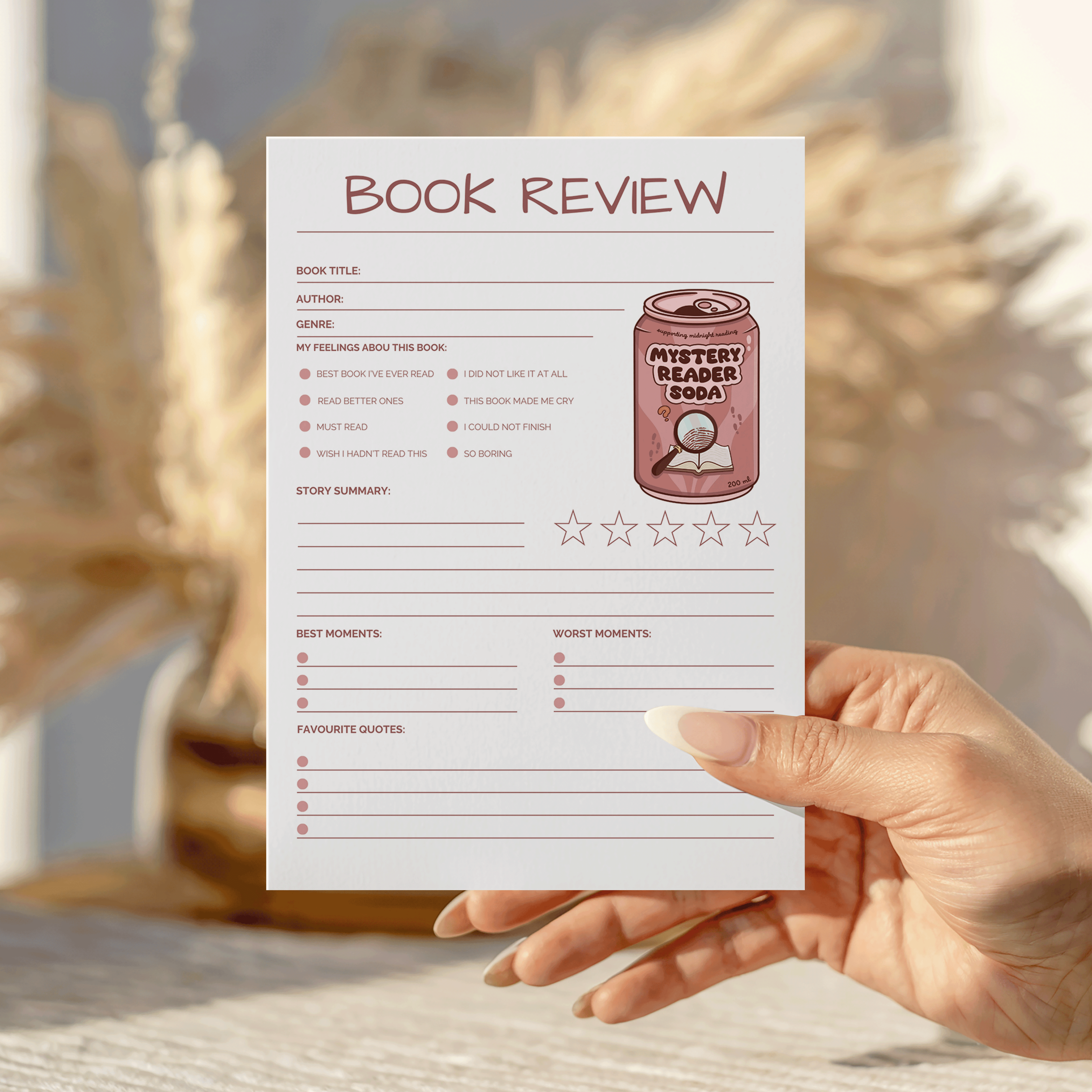 Mystery Reader Soda Book Review Notepad