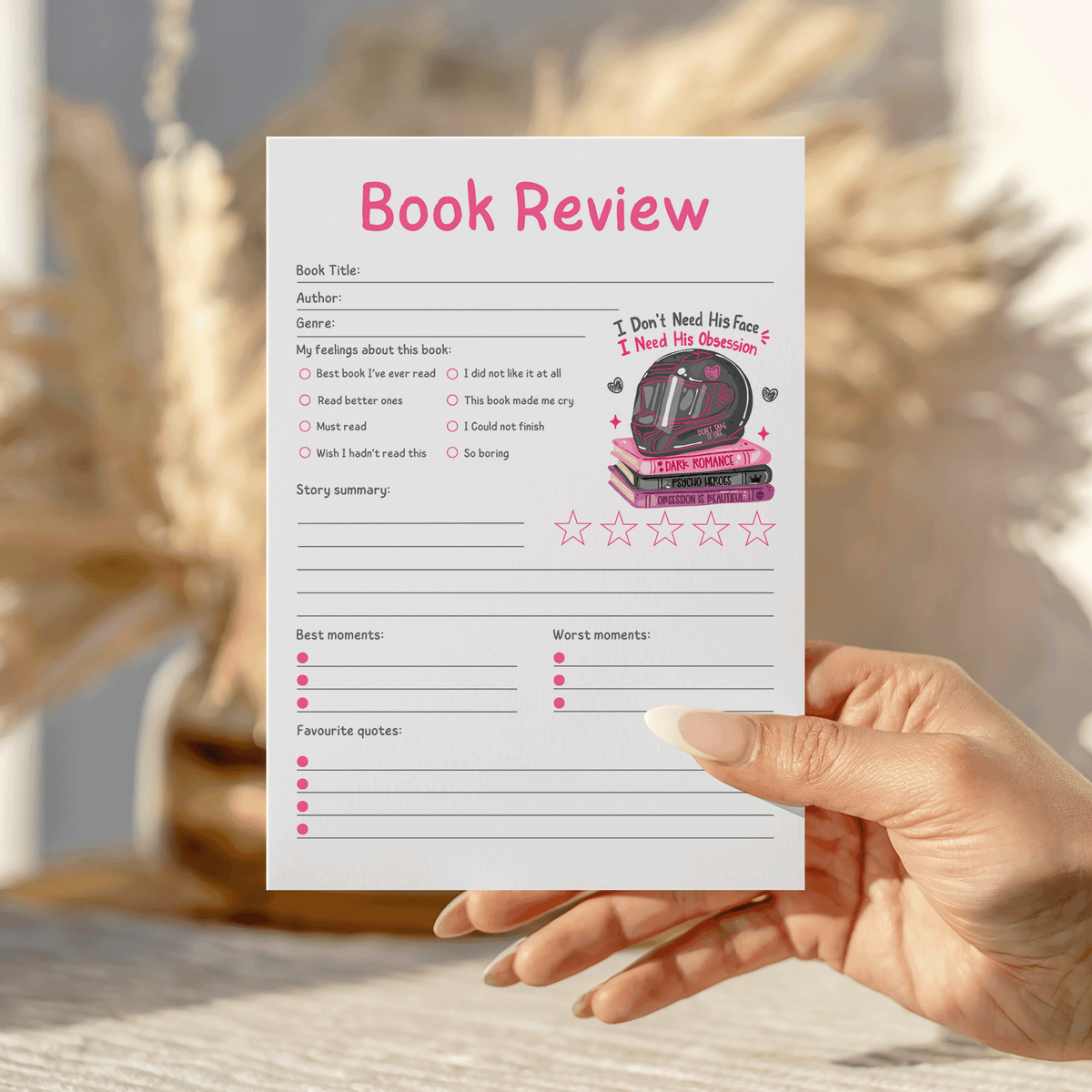 Obsession Book Review Notepad