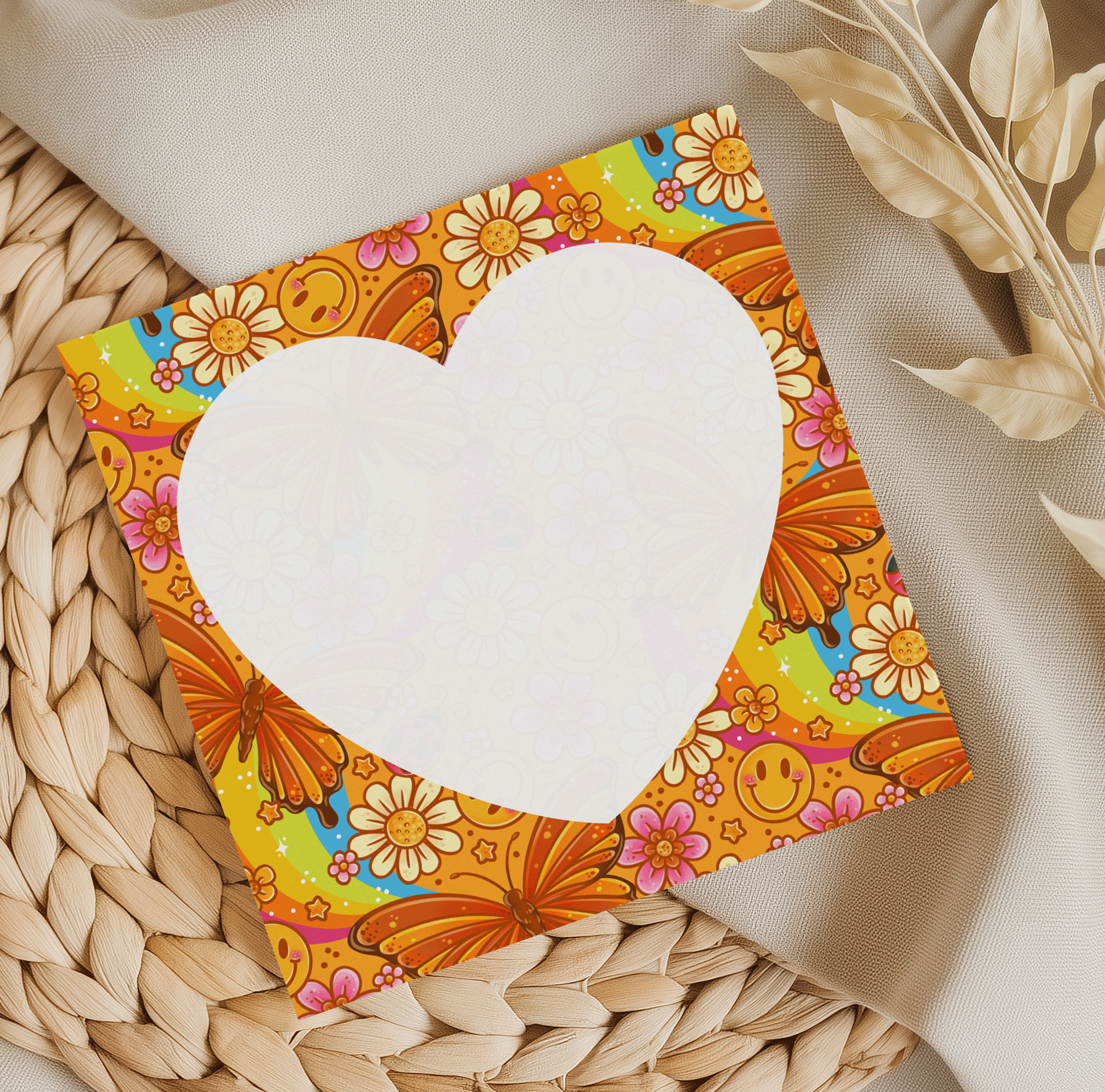 Orange Butterfly Heart memo pad