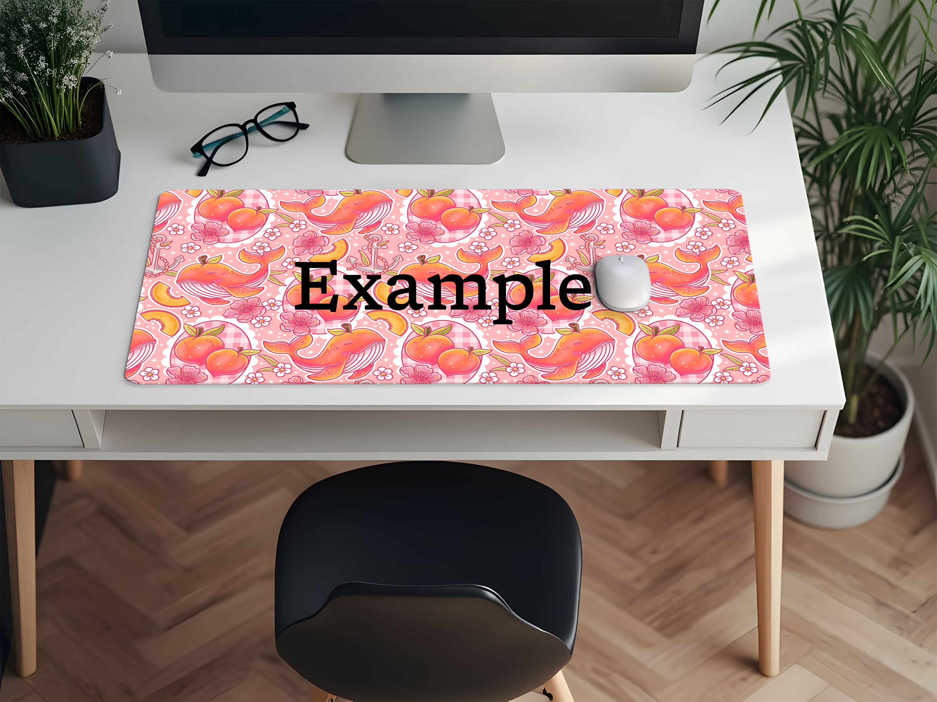 Peach Whale Desk Mat - PRE ORDER