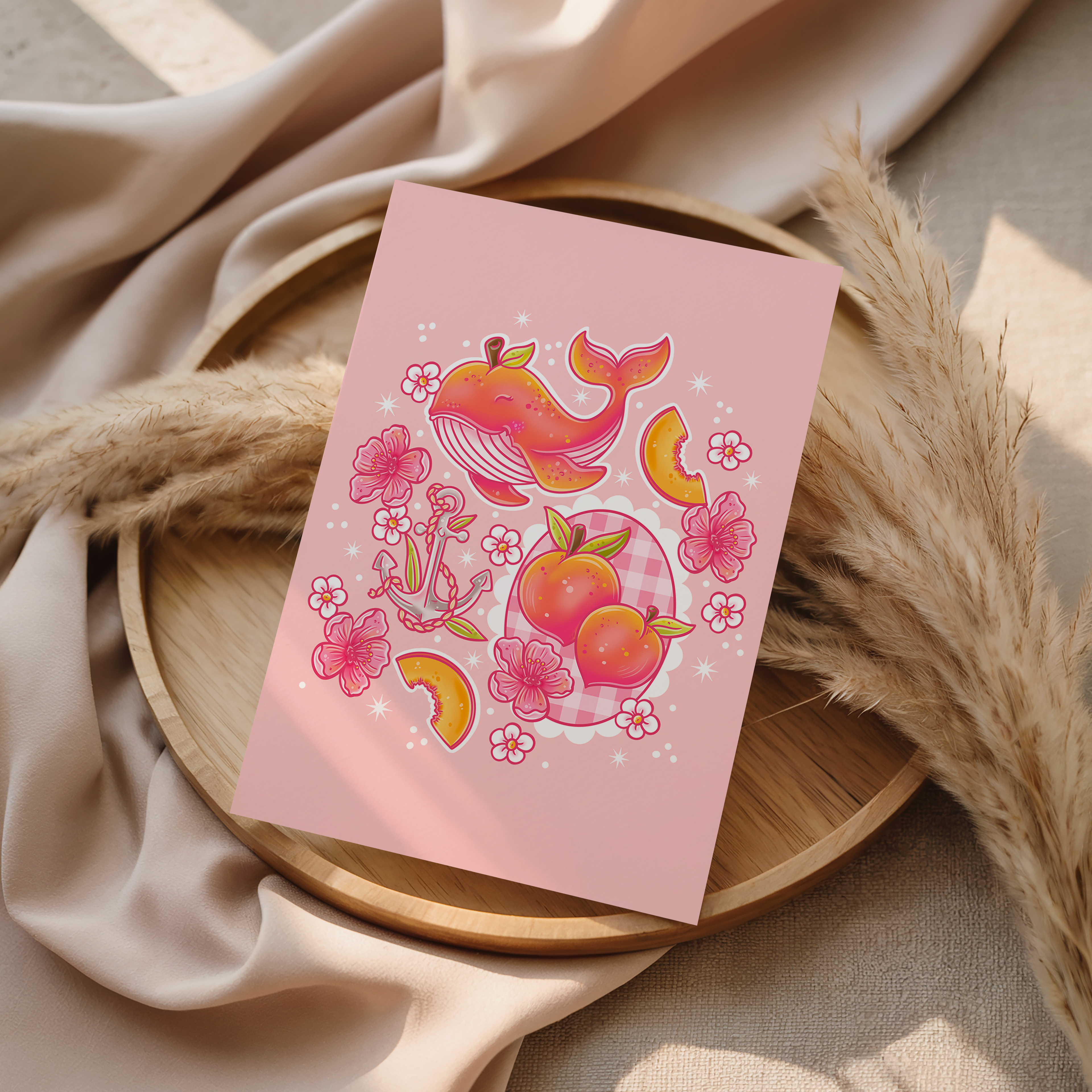 Peach Whale Print