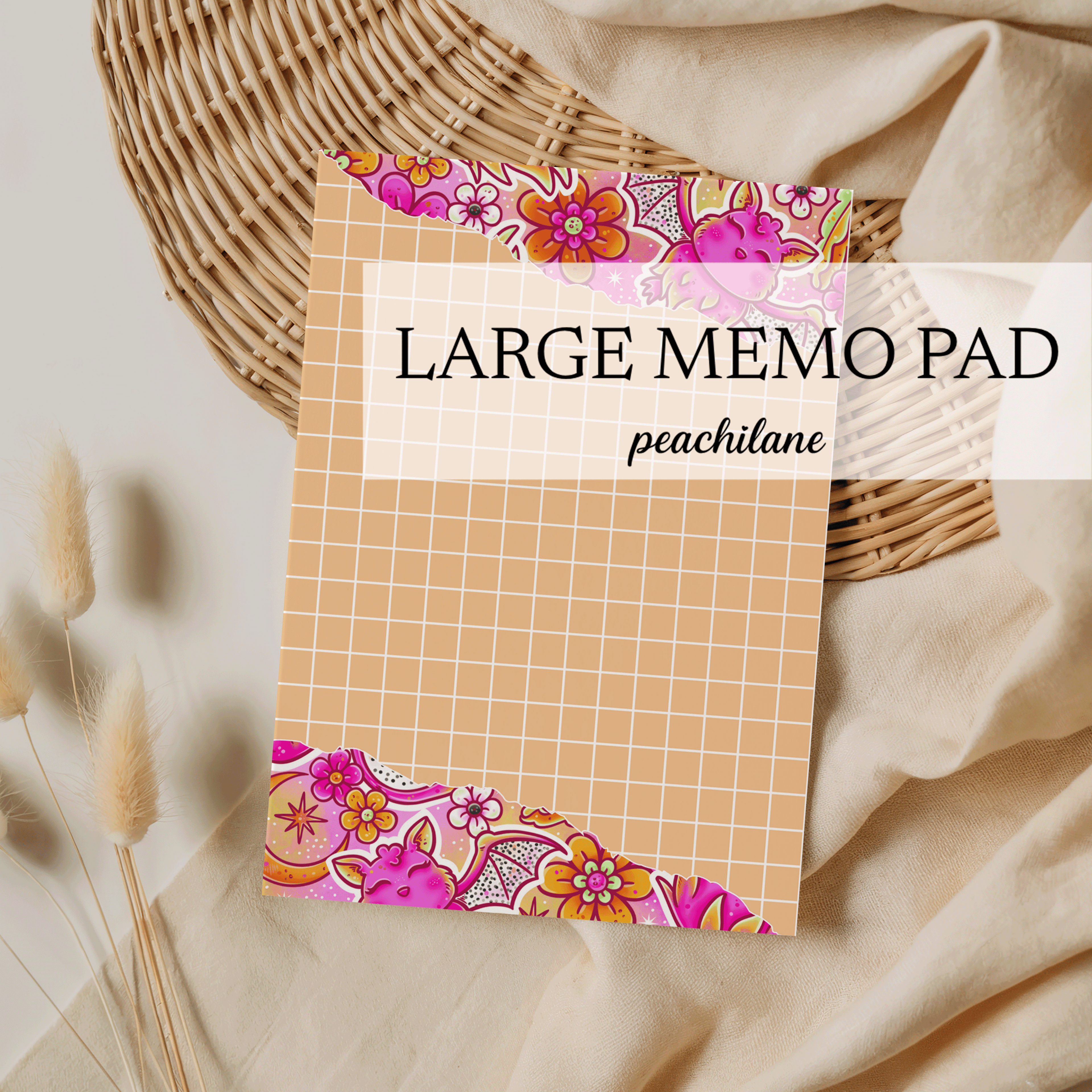 Pink Bat Large Memo Pad