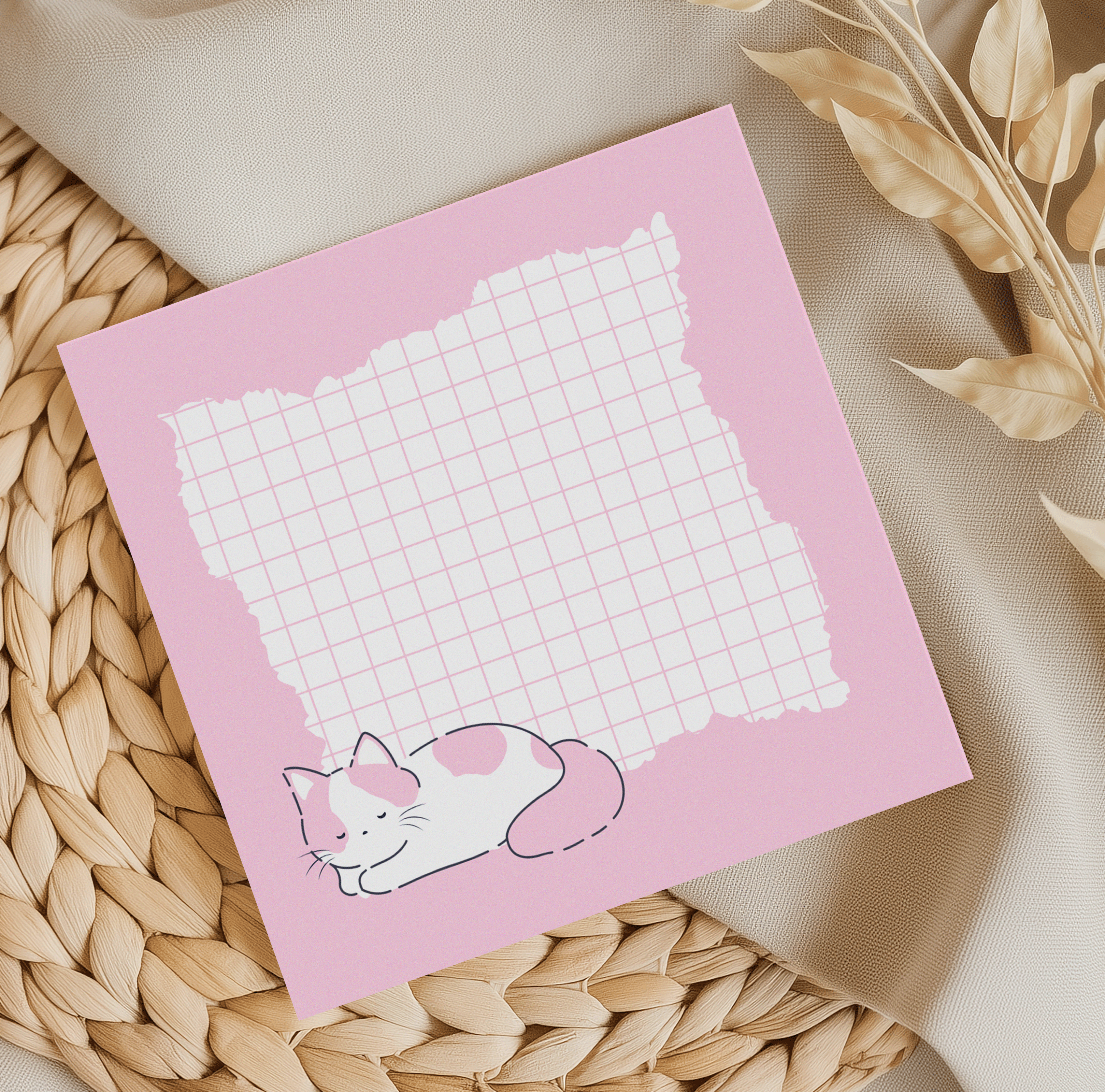 Sleepy Cat Memo Pad Pink