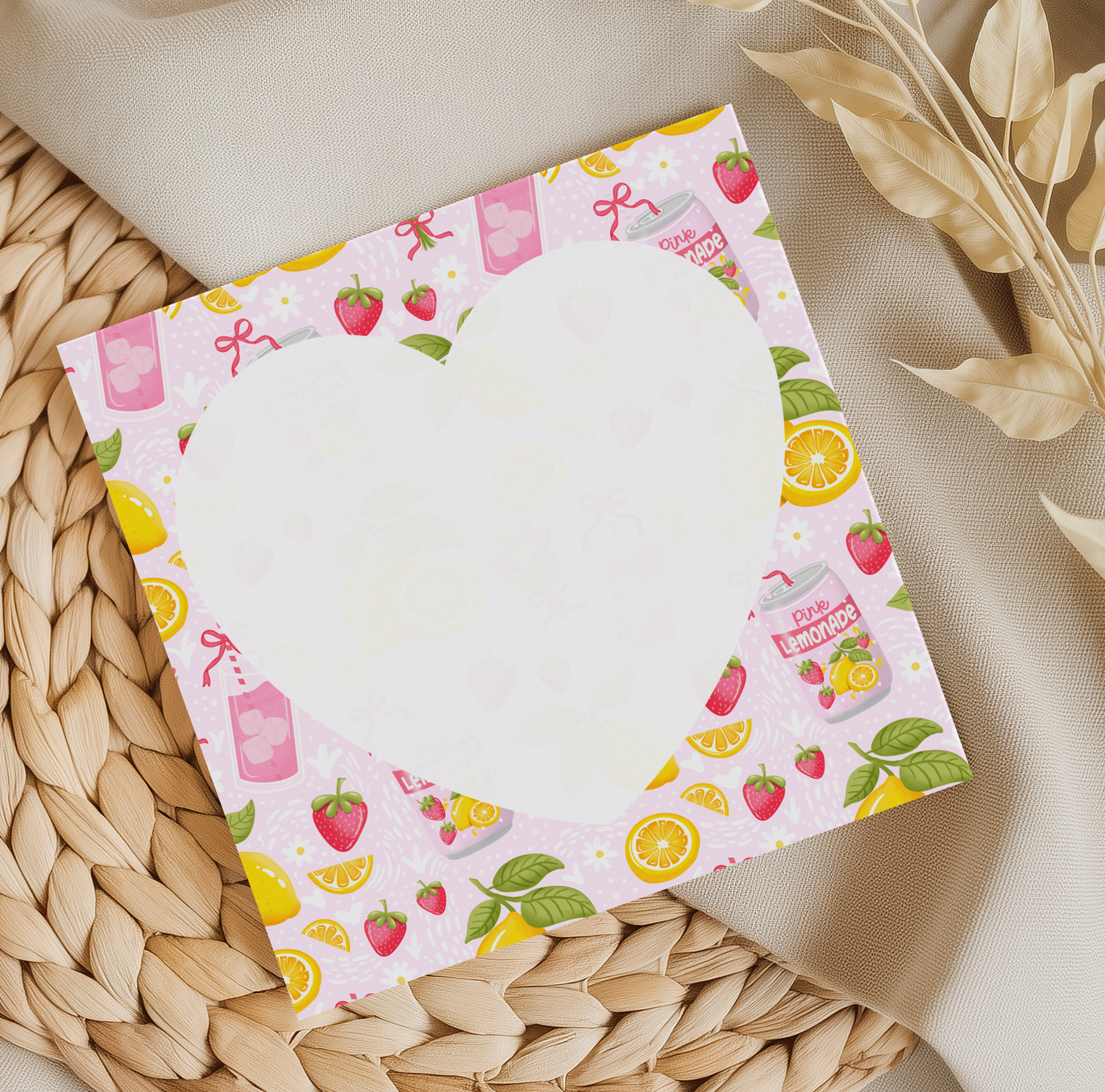 Pink Lemonade Heart memo pad