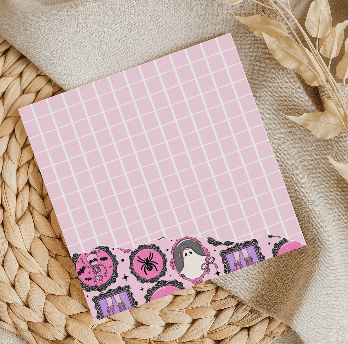 Pink Halloween Stamps Grid Memo Pad