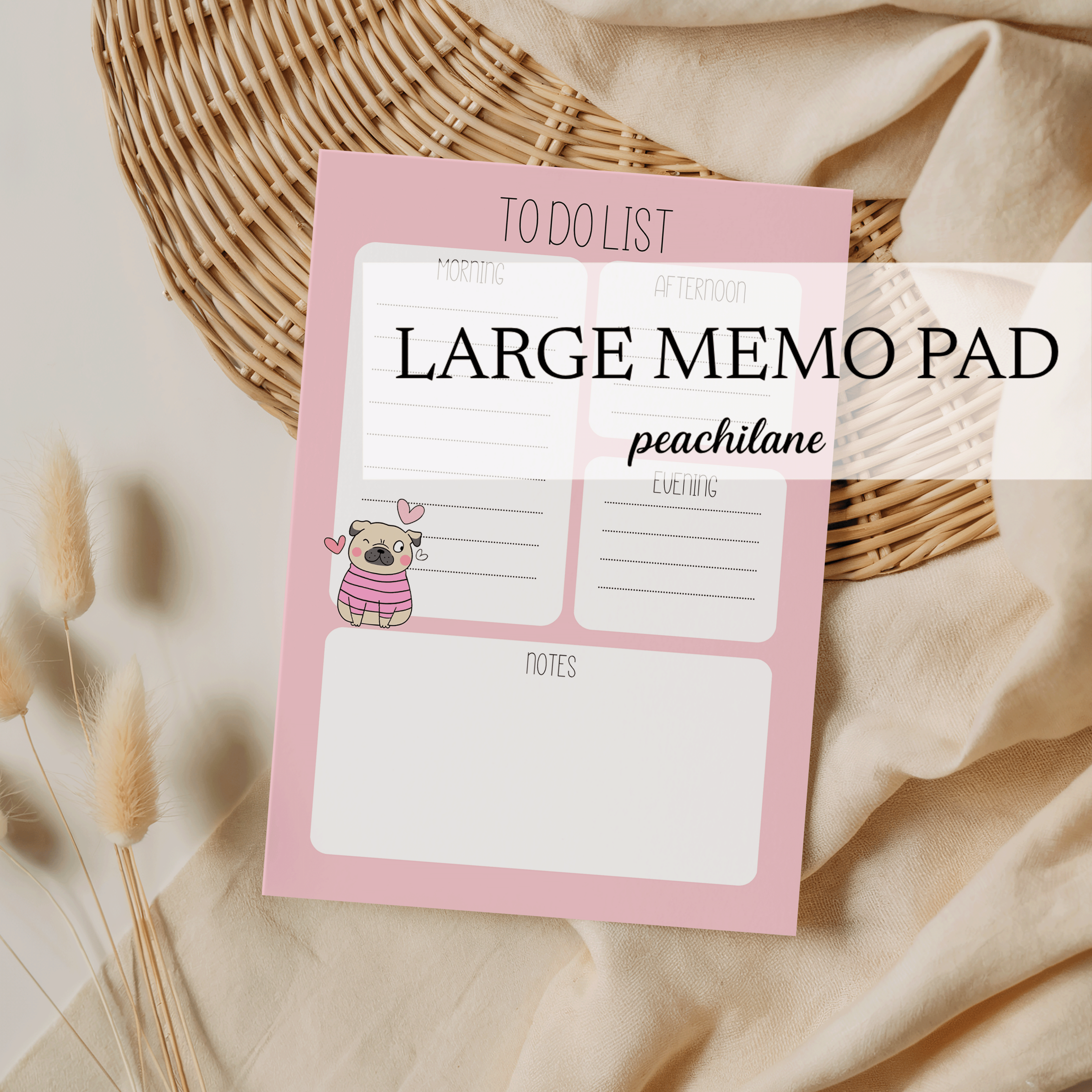 Pug To Do List Large Memo Pad