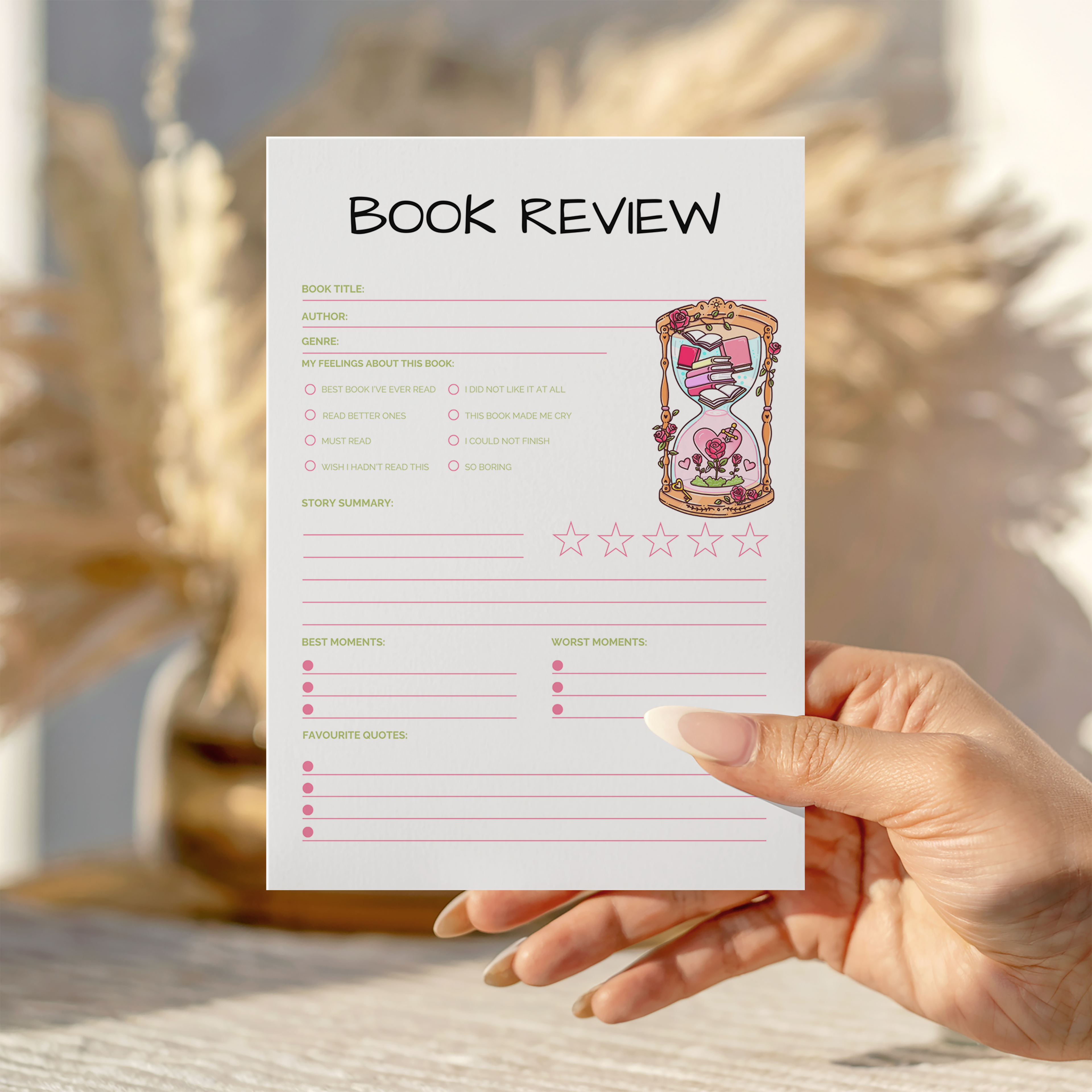 Romance Glass Book Review Notepad