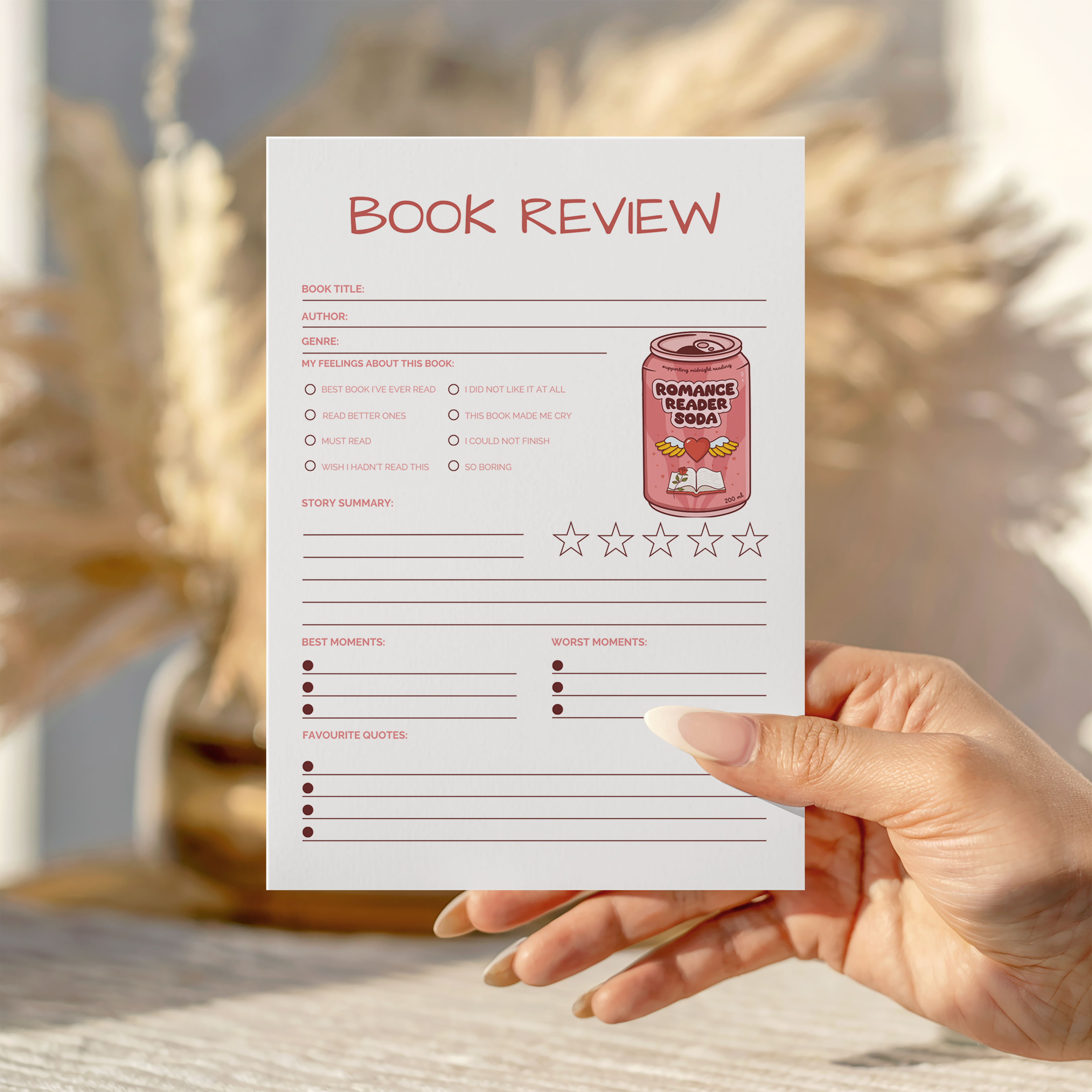 Romance Reader Soda Book Review Notepad