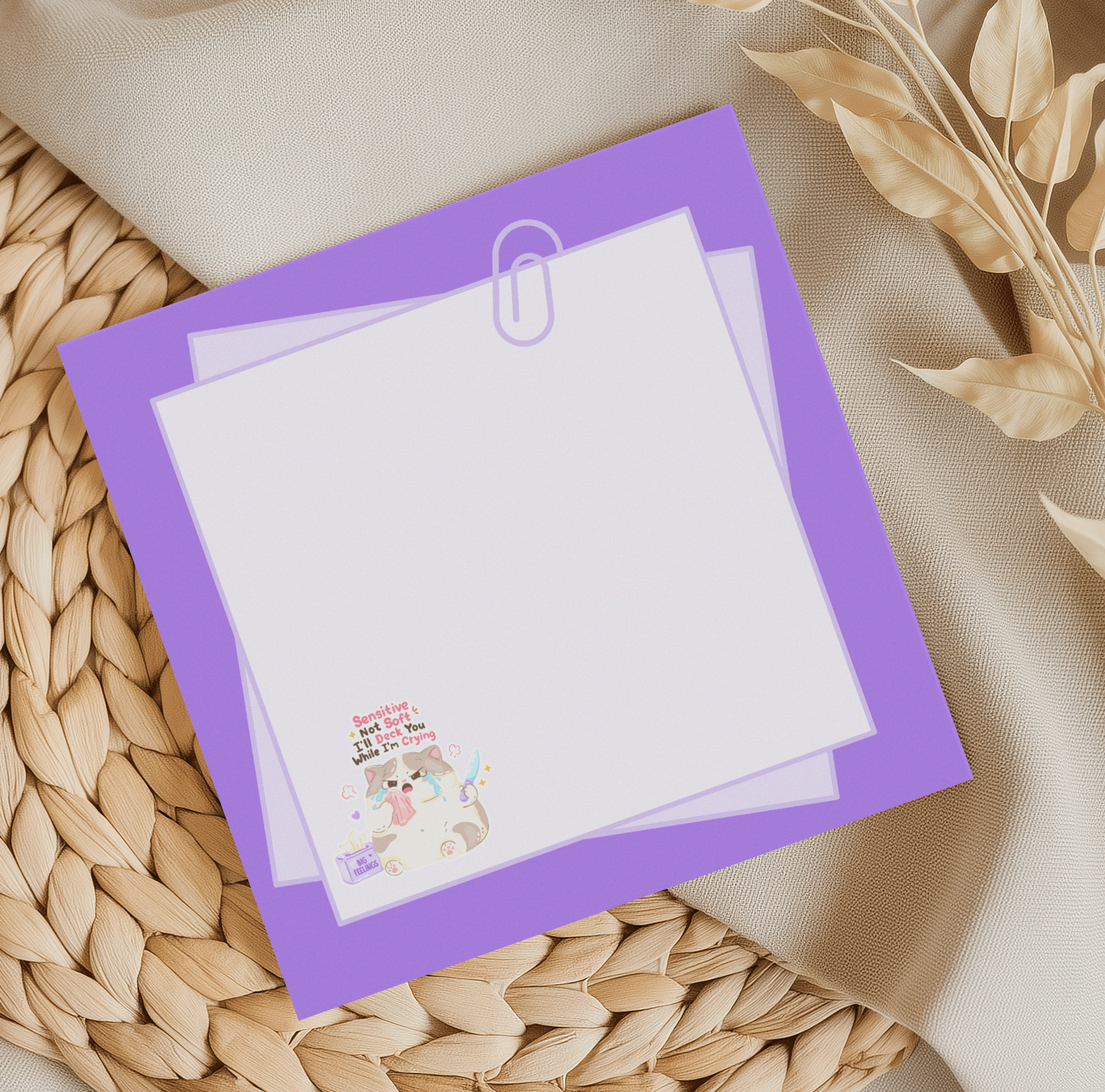 Sensitive Not Soft, i'll deck you while i'm crying Memo Pad