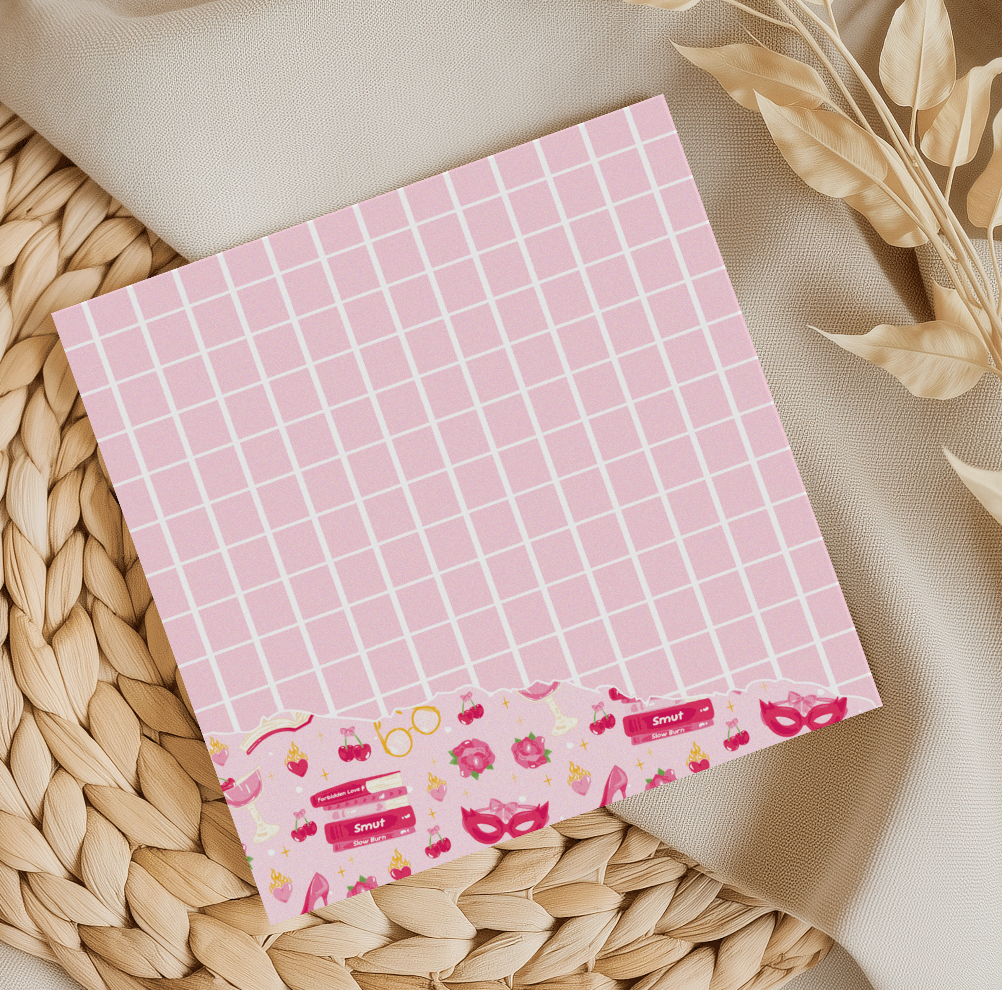 Smut Pink Grid Memo Pad