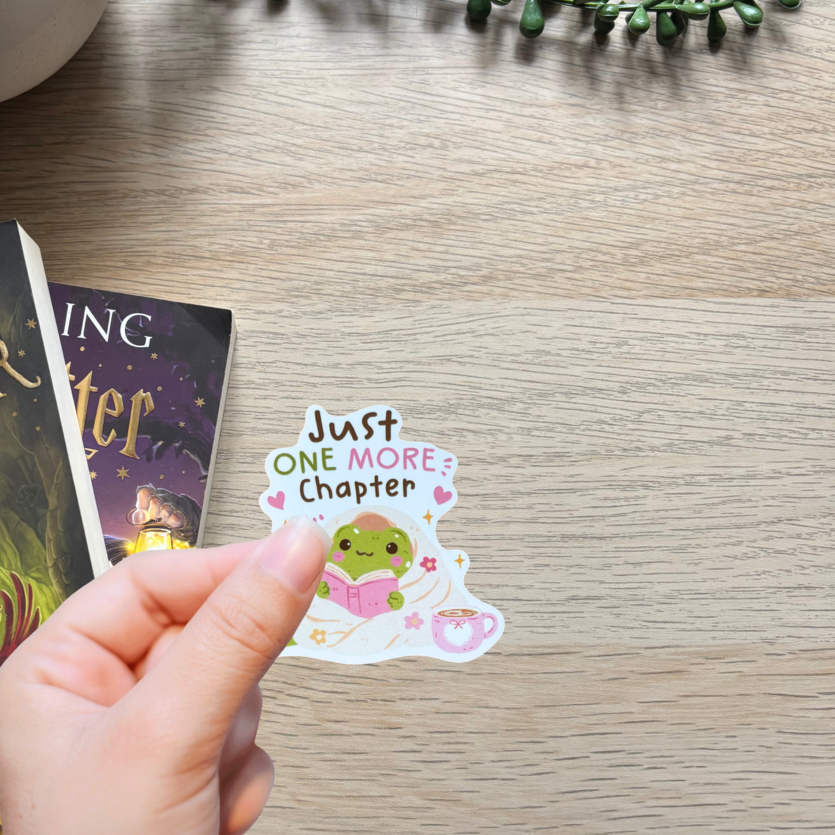 Just one more chapter frog Sticker