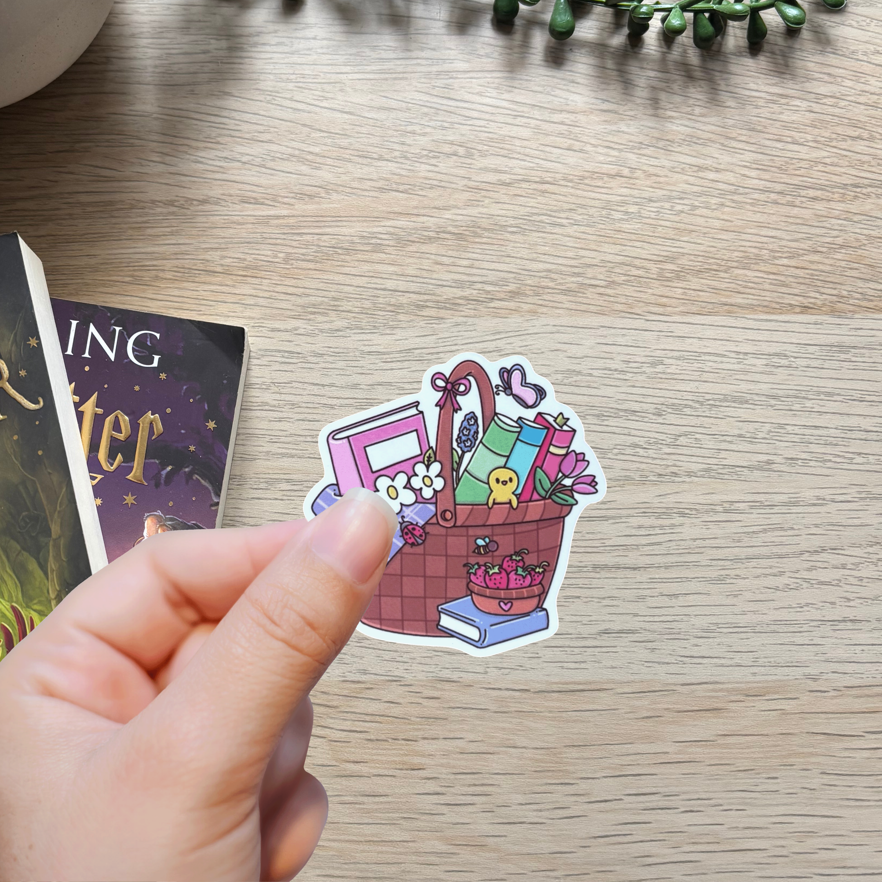 Spring Reader Basket Sticker