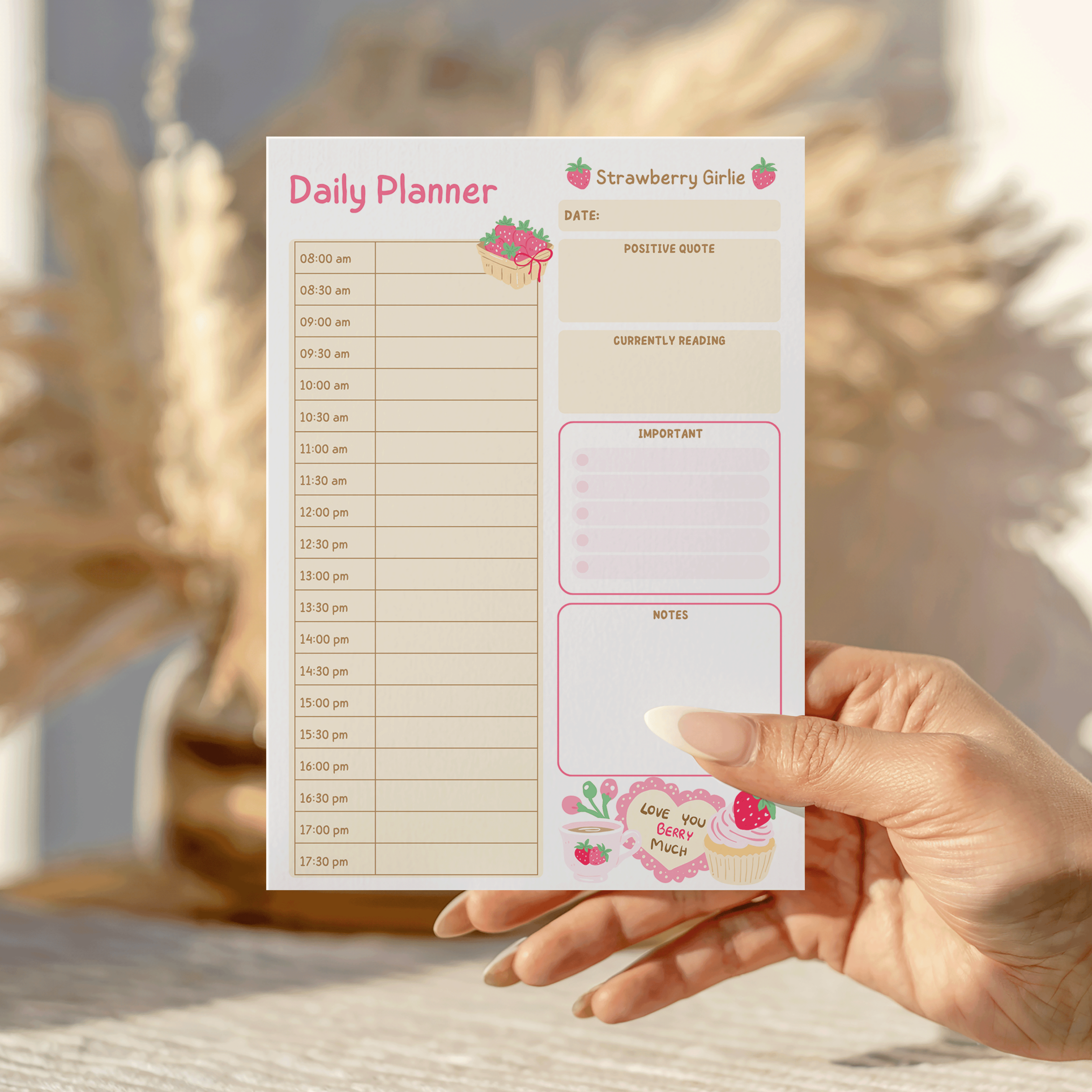 Strawberry Girlie Daily Notepad