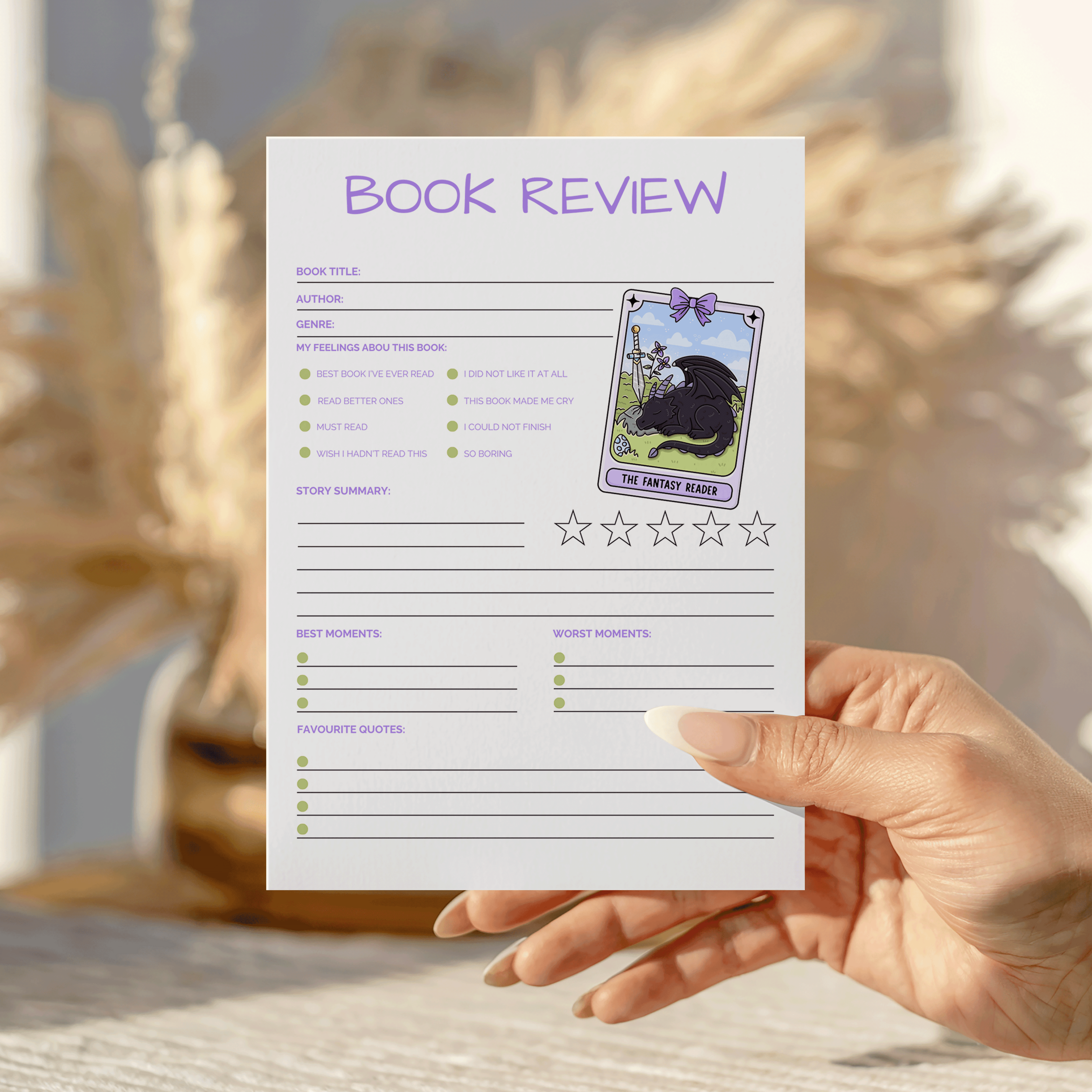 The Fantasy Reader Tarot Book Review Notepad